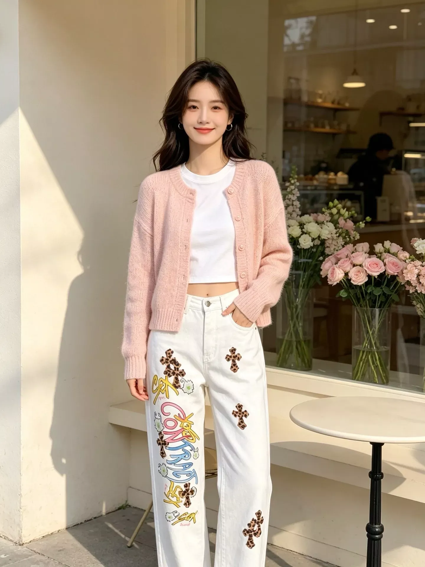 크롬하츠 십자가 패치 워싱 남녀공용 데님 팬츠 상세 이미지 19