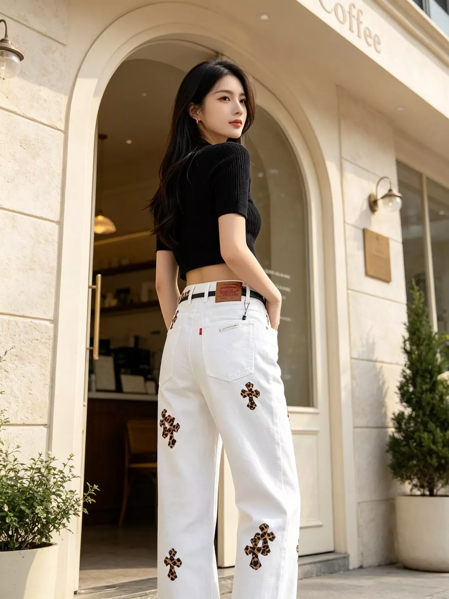 크롬하츠 십자가 패치 워싱 남녀공용 데님 팬츠 상세 이미지 21