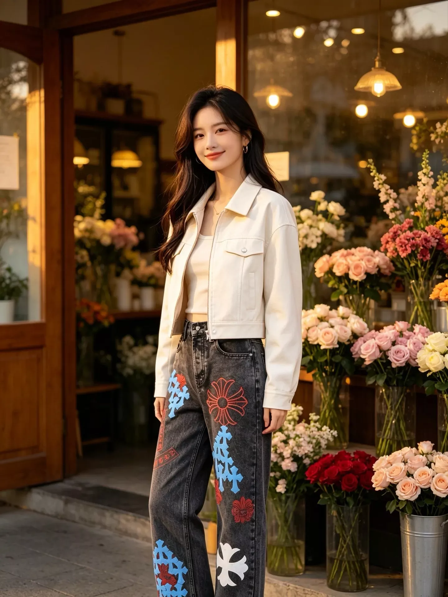 크롬하츠 십자가 패치 워싱 남녀공용 데님 팬츠 상세 이미지 16