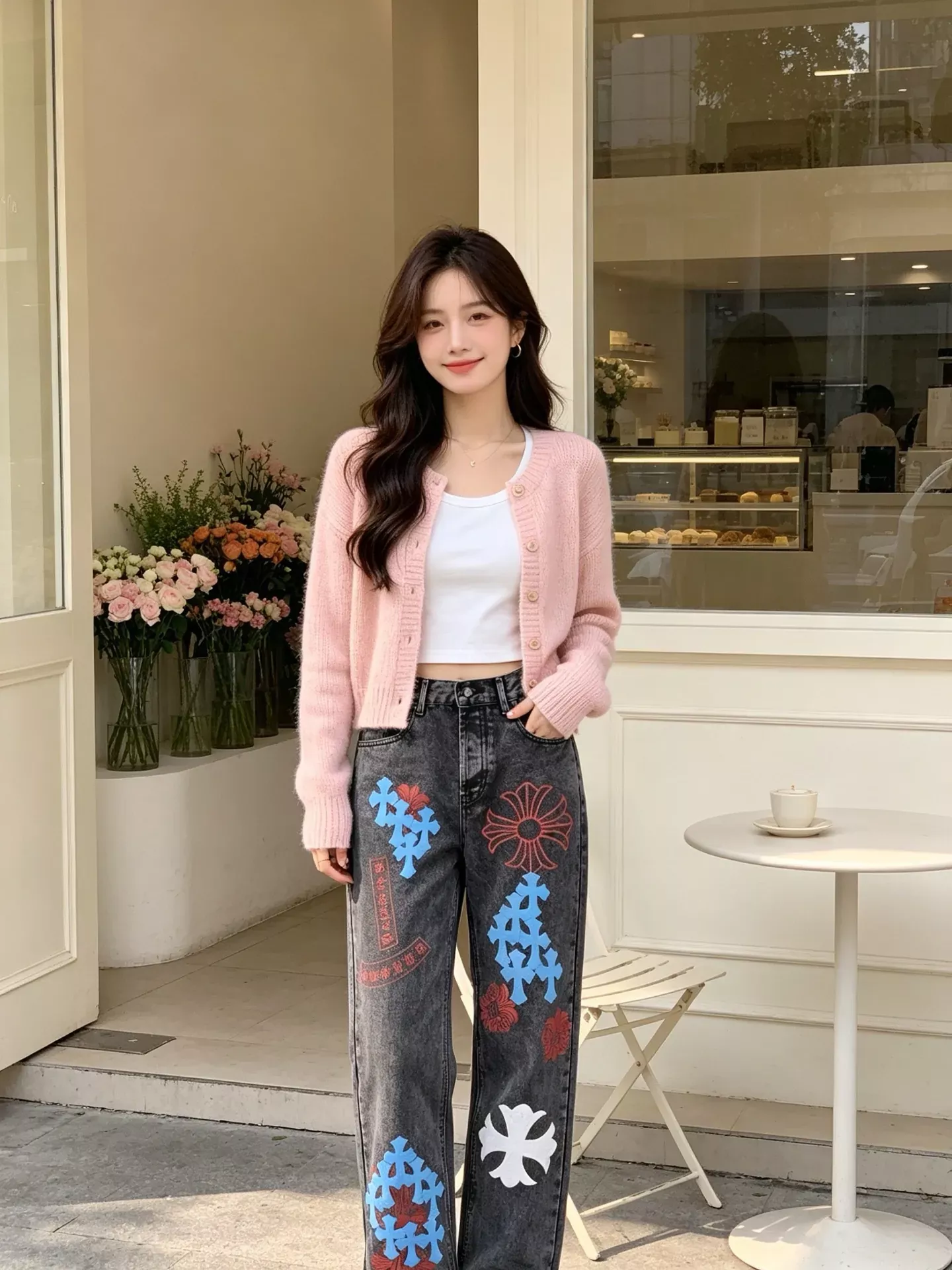 크롬하츠 십자가 패치 워싱 남녀공용 데님 팬츠 상세 이미지 18