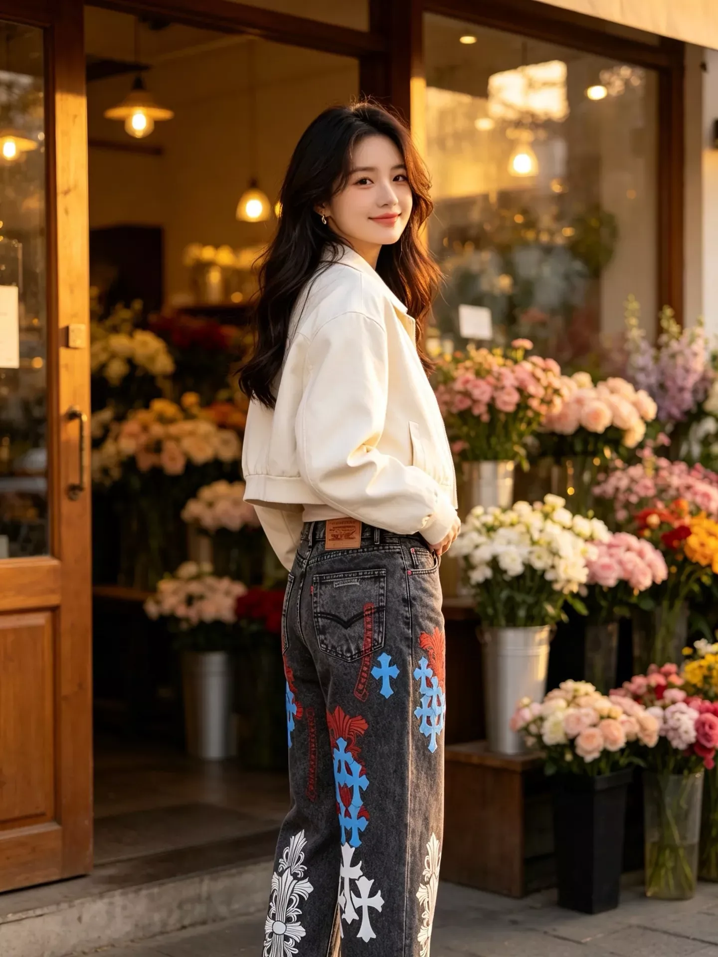 크롬하츠 십자가 패치 워싱 남녀공용 데님 팬츠 상세 이미지 22
