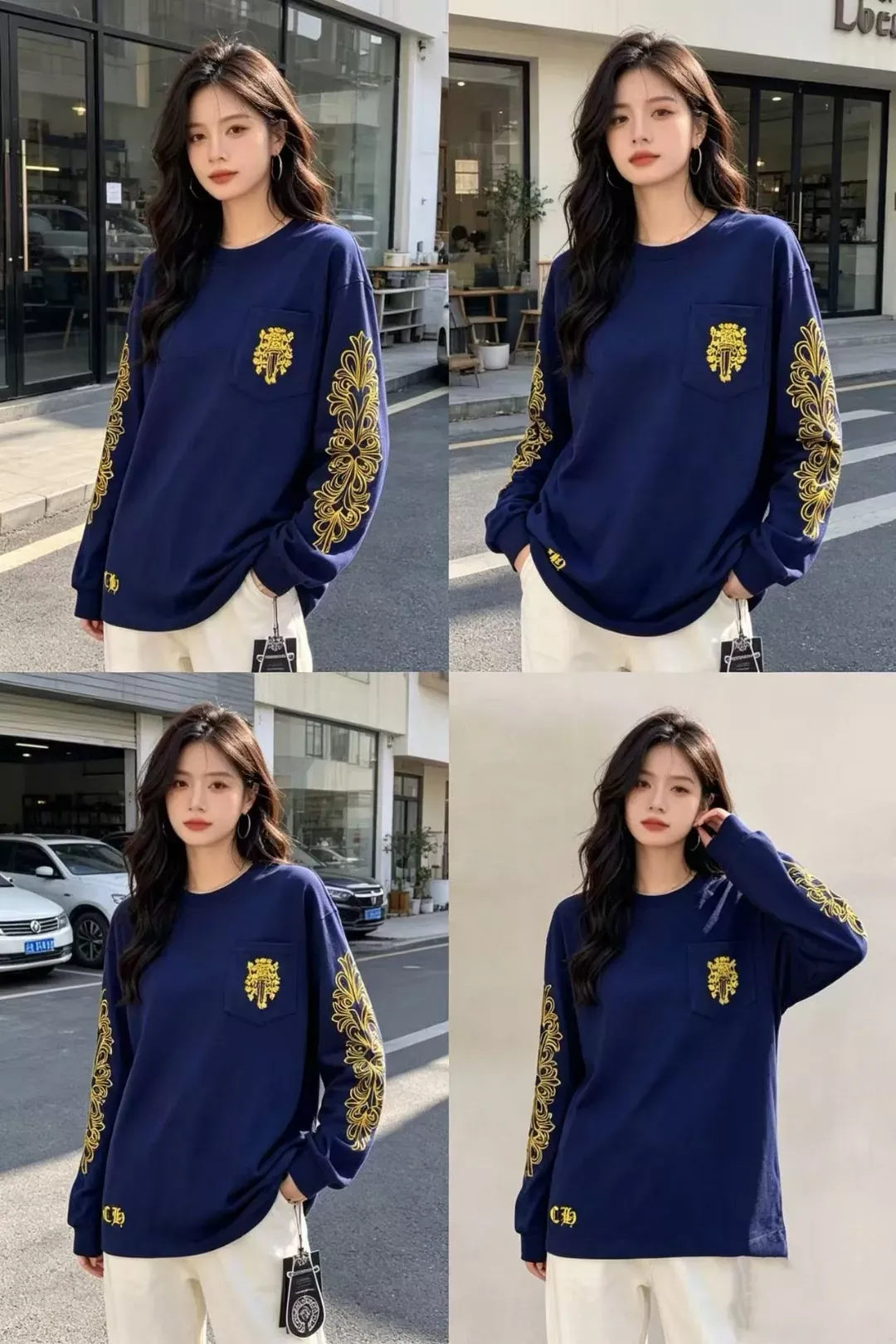 크롬하츠 검 장식 프린트 남녀공용 긴소매 티셔츠 상세 이미지 20