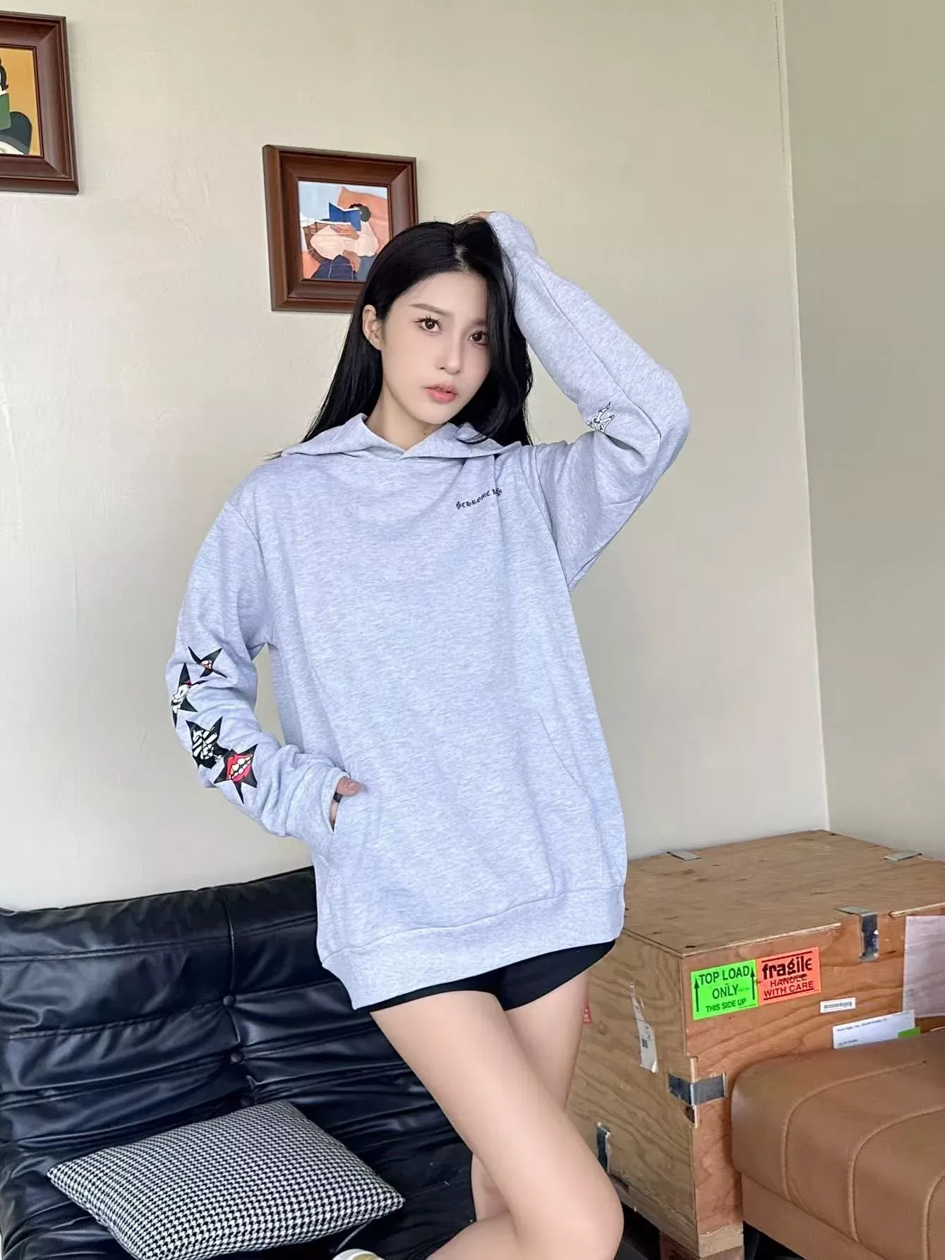크롬하츠 오각별 프린트 후드 남녀공용 후드 티셔츠 상세 이미지 18