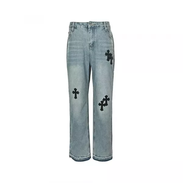 크롬하츠 십자가 패치 자수 워싱 남녀공용 데님 팬츠