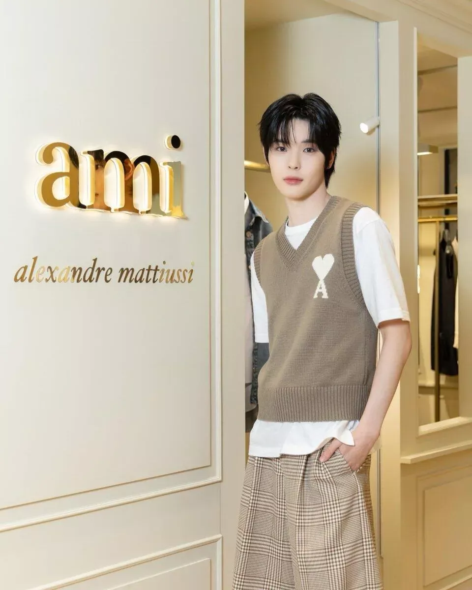 아미 하트 자카드 울 혼방 남녀공용 민소매 니트 상세 이미지 16