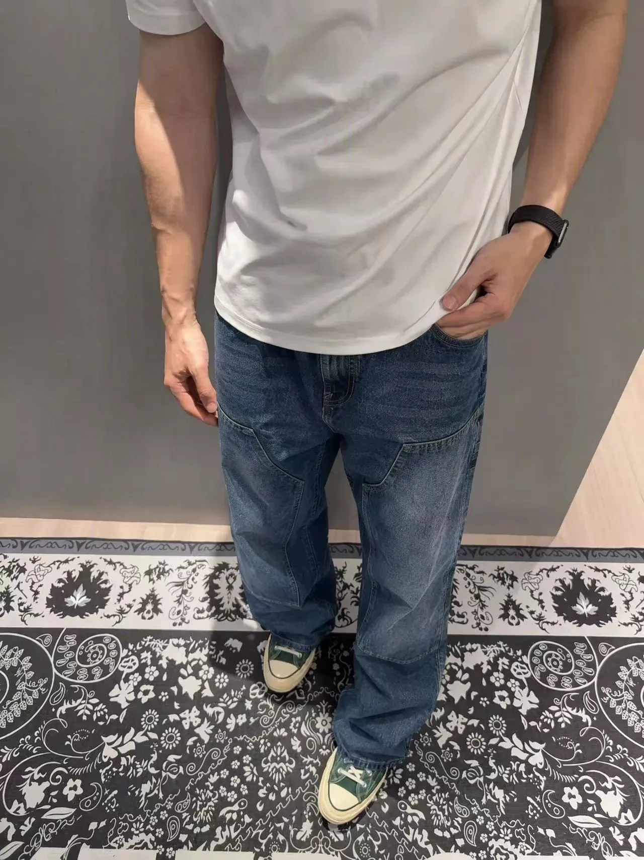 칼하트 더블 니 워싱 스트레이트 남녀공용 데님 팬츠 상세 이미지 12