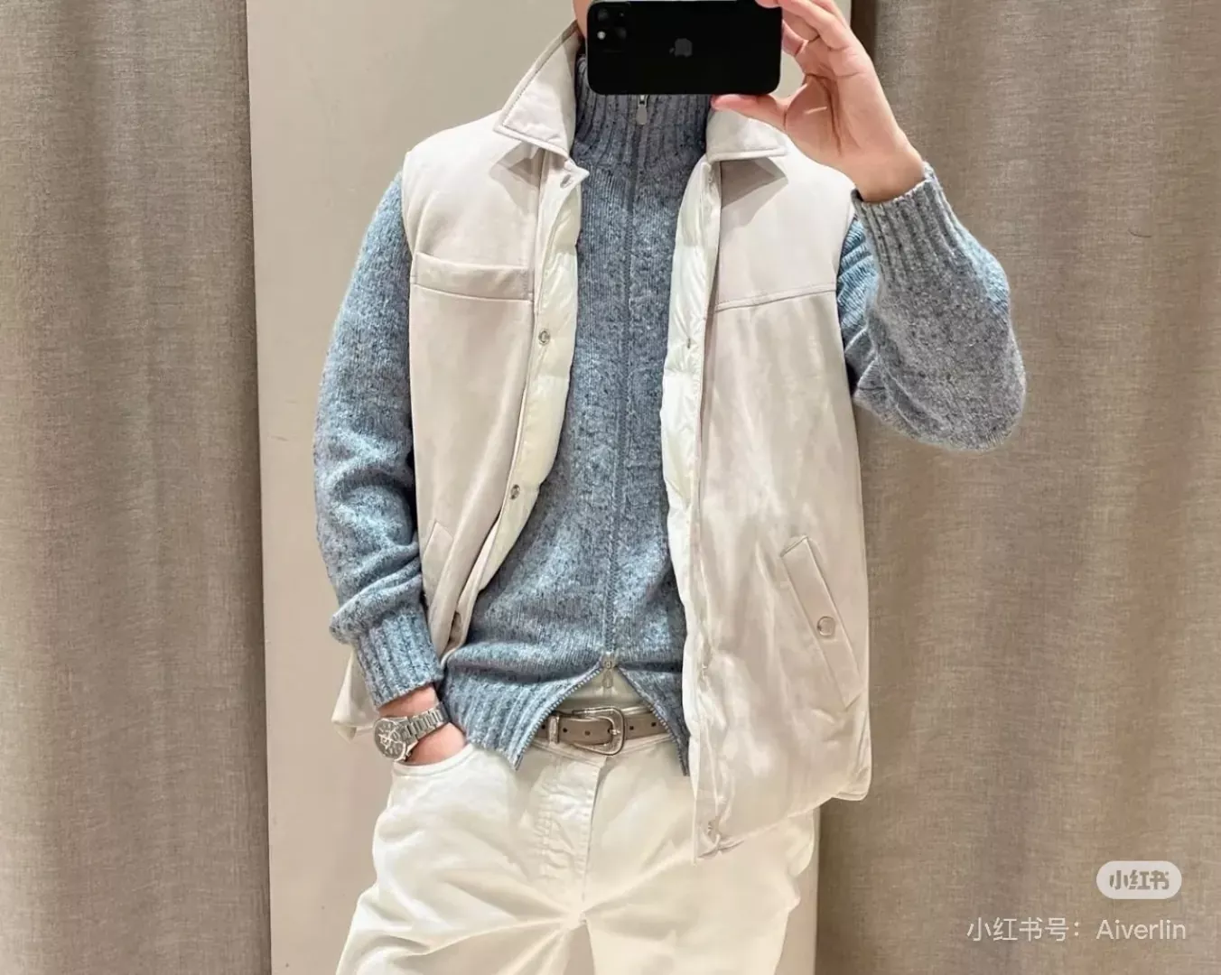 브루넬로쿠치넬리 스웨이드 패딩 남녀공용 집업 조끼 상세 이미지 16