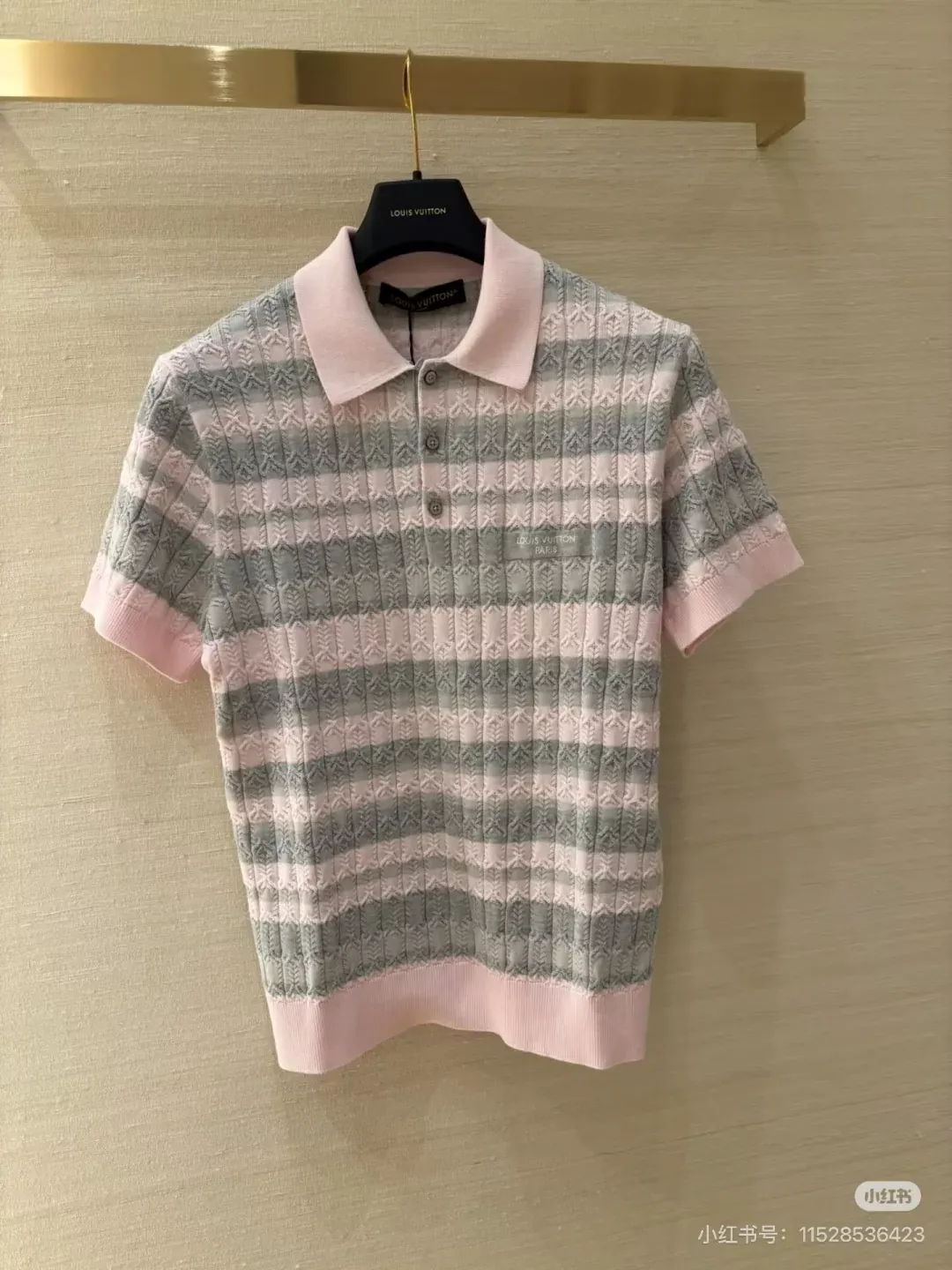 루이비통 스트라이프 케이블 니트 남녀공용 반소매 니트 상세 이미지 10