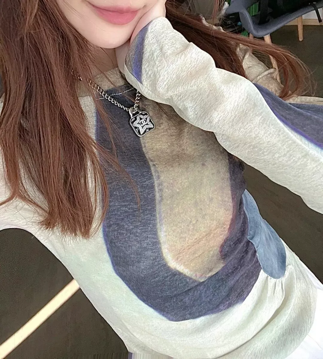 샤넬 더블 씨 펜던트 황동 목걸이 상세 이미지 7