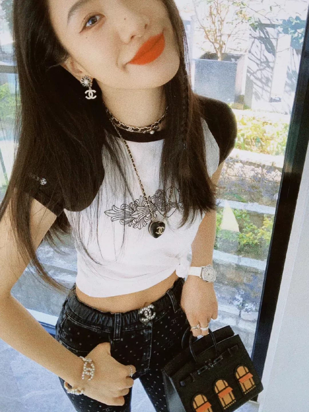 샤넬 데이지 더블 C 램스킨 초커 상세 이미지 38