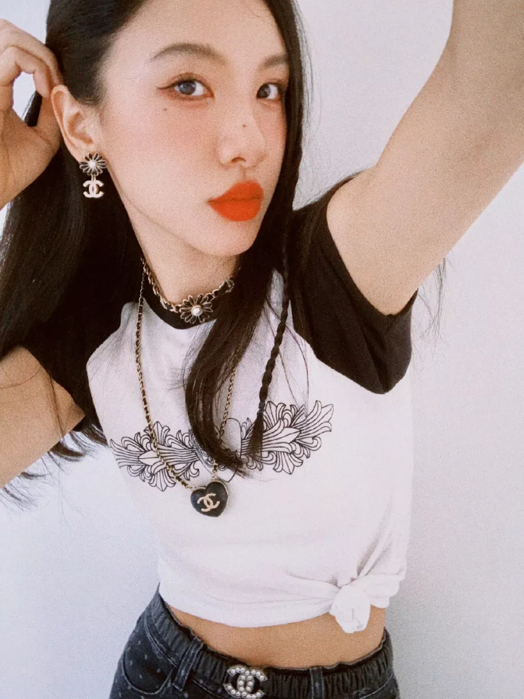 샤넬 데이지 더블 C 램스킨 초커 상세 이미지 40