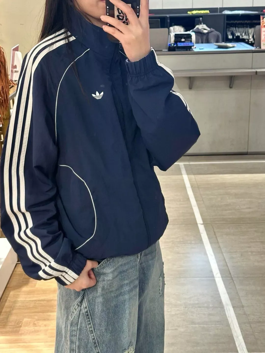 아디다스 체크 양면 하이넥 남녀공용 집업 재킷 상세 이미지 14