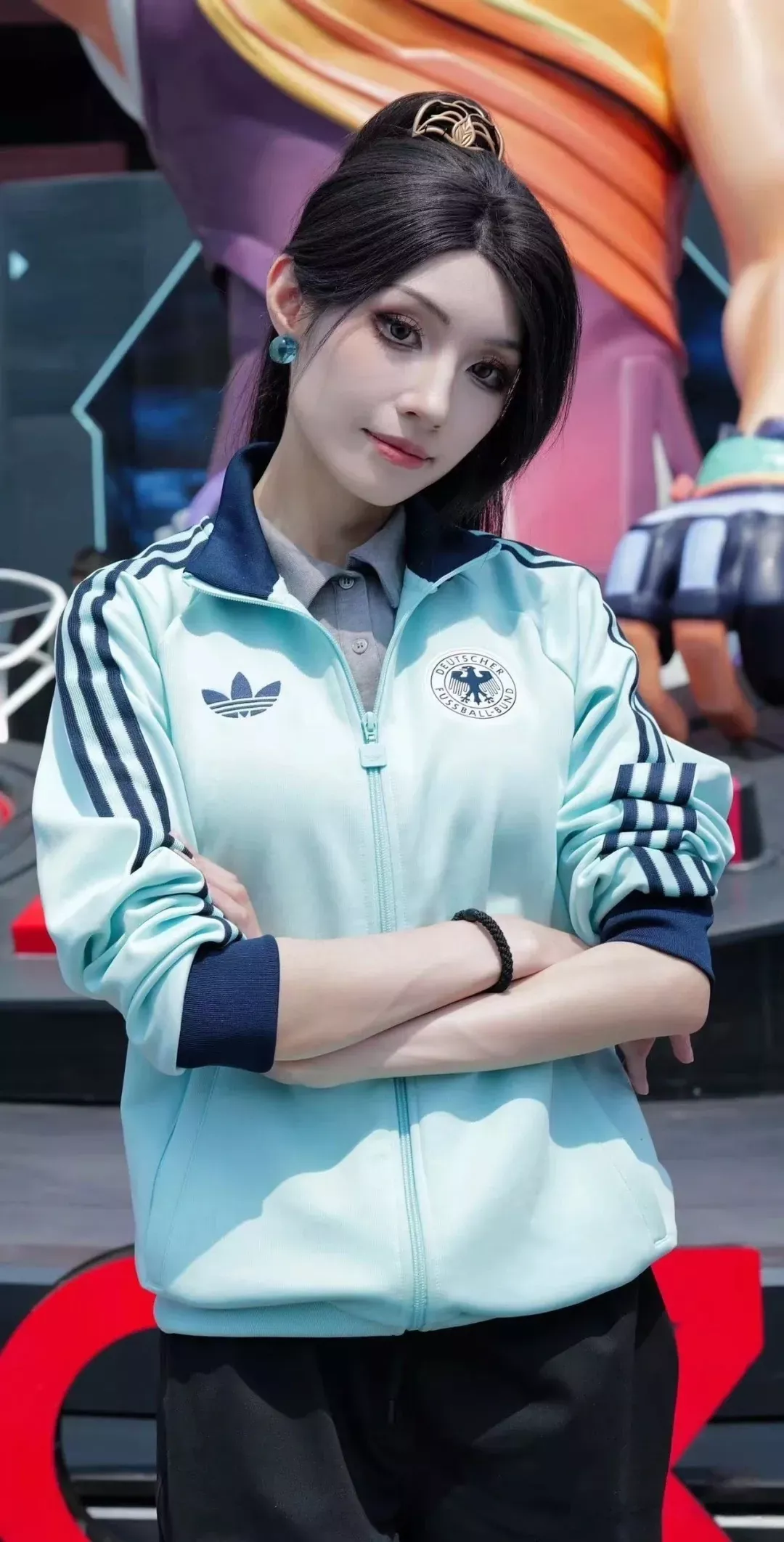 아디다스 삼선 자수 루즈핏 남녀공용 집업 재킷 상세 이미지 16
