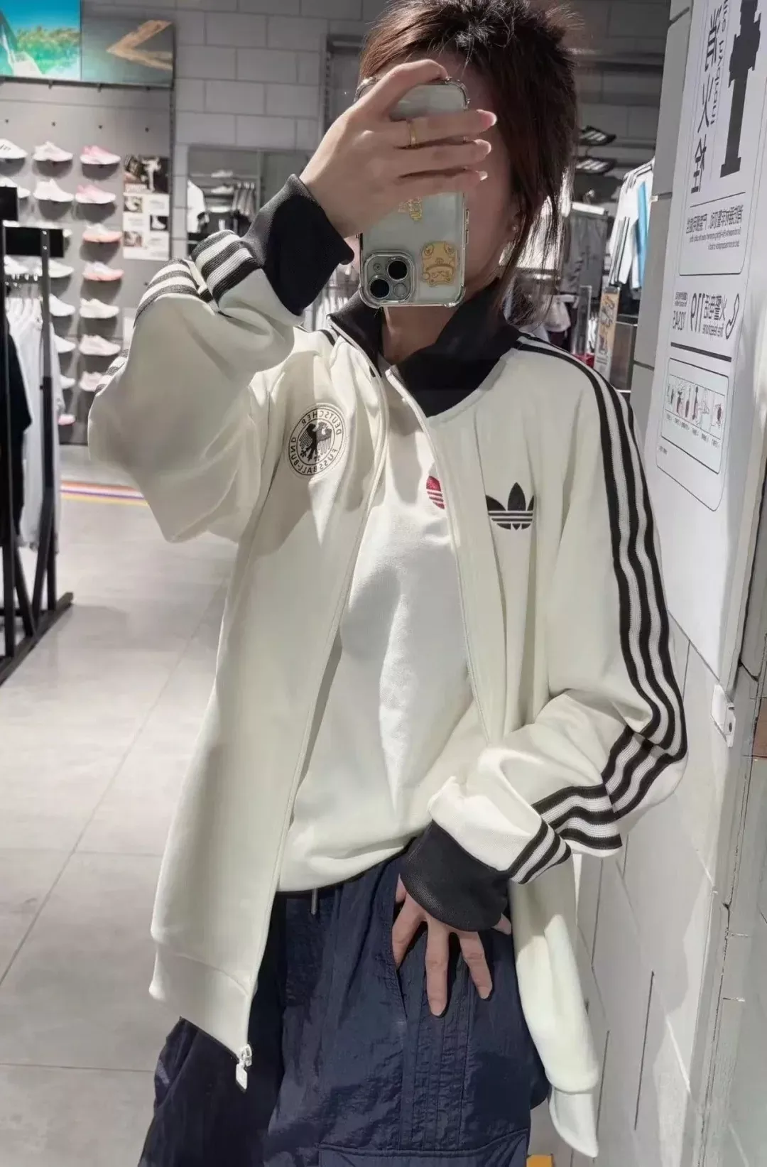 아디다스 삼선 자수 복고 집업 재킷 상세 이미지 18