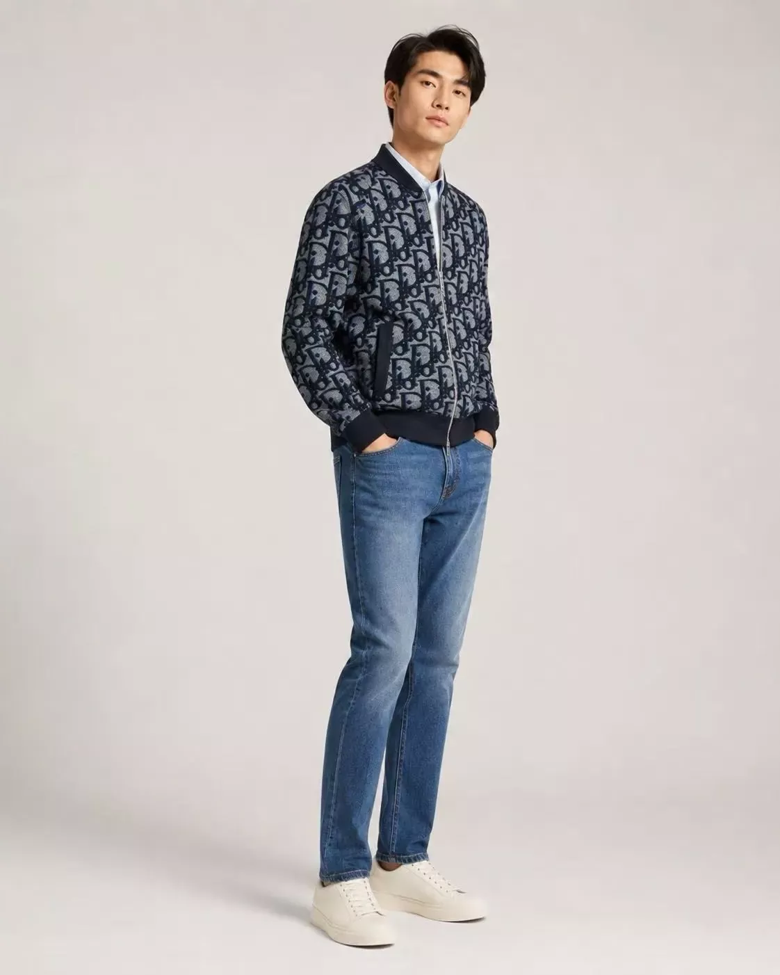 디올 자카드 집업 니트 남녀공용 니트 재킷 상세 이미지 16