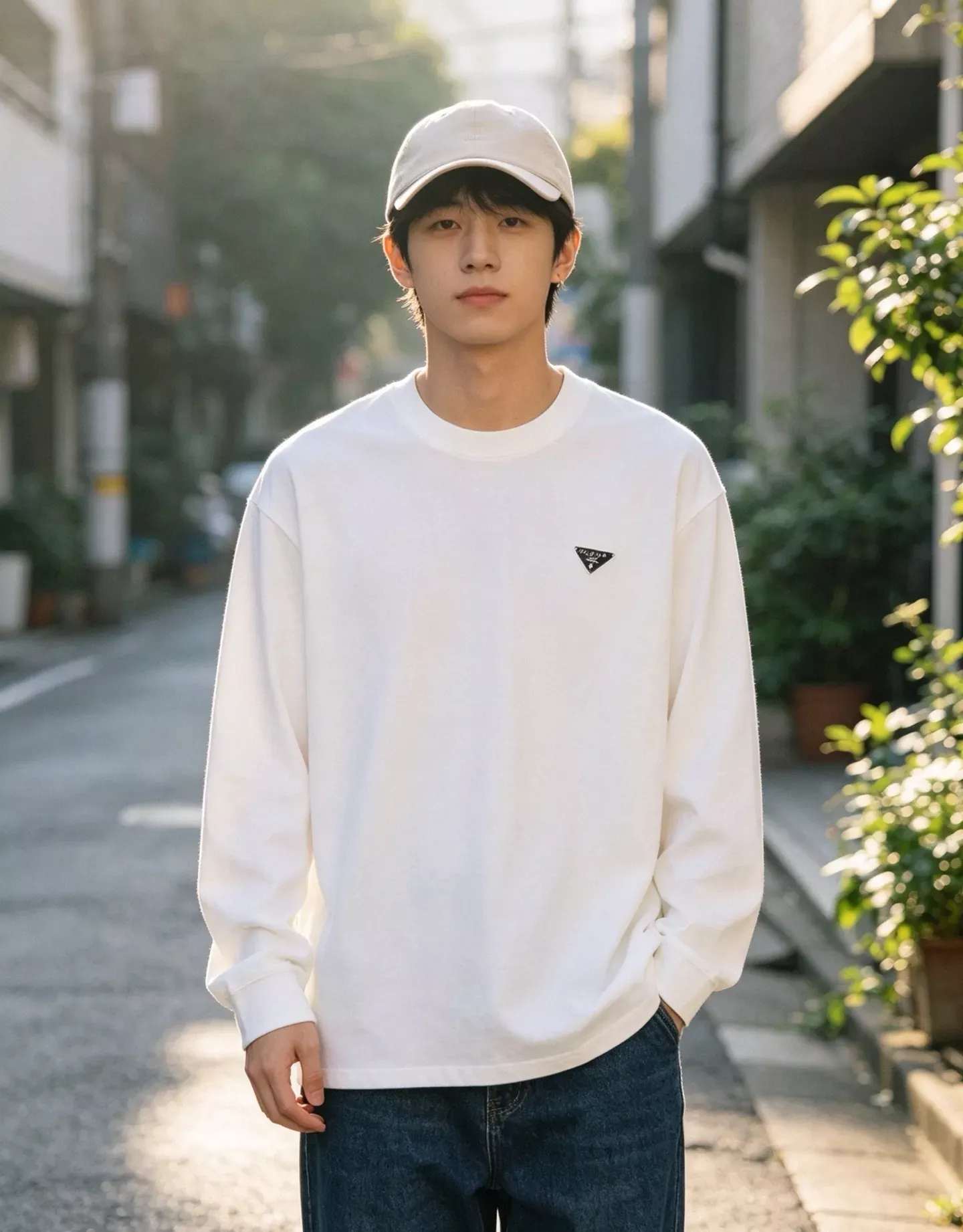 프라다 삼각 로고 포인트 남녀공용 긴소매 티셔츠 상세 이미지 15