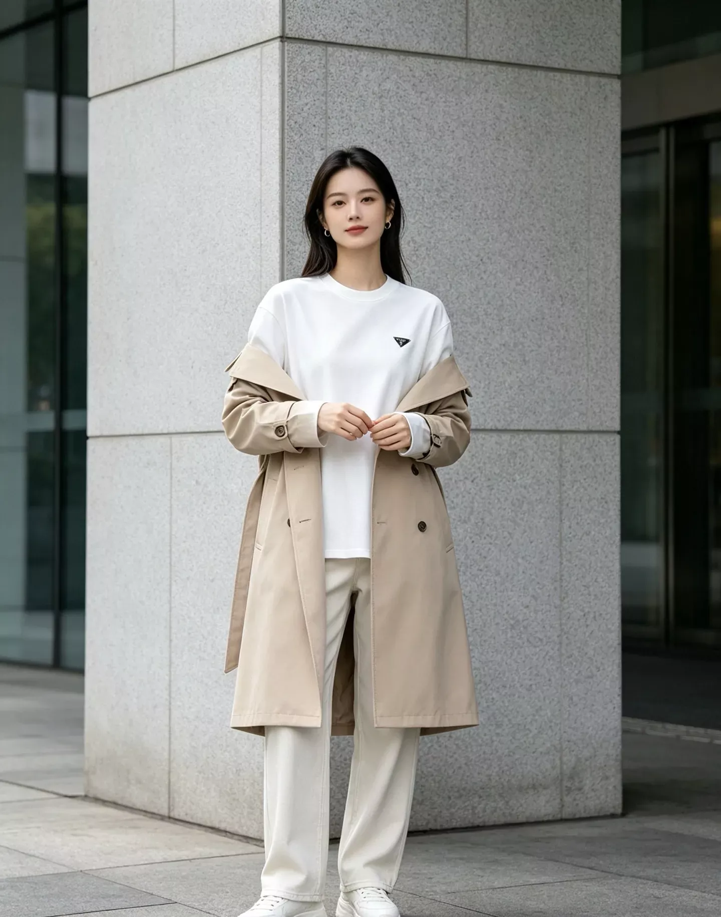 프라다 삼각 로고 포인트 남녀공용 긴소매 티셔츠 상세 이미지 16