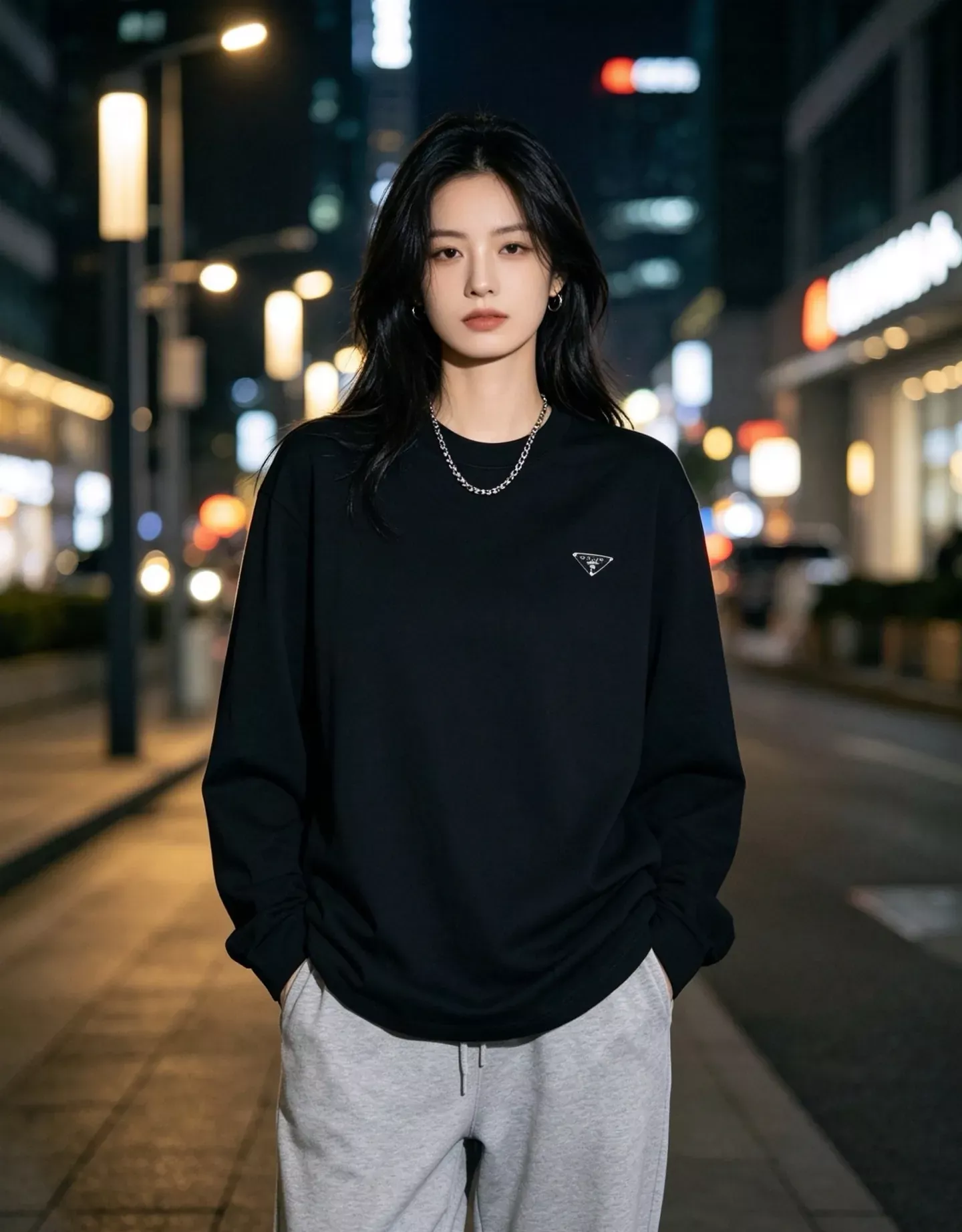 프라다 삼각 로고 긴소매 남녀공용 긴소매 티셔츠 상세 이미지 14