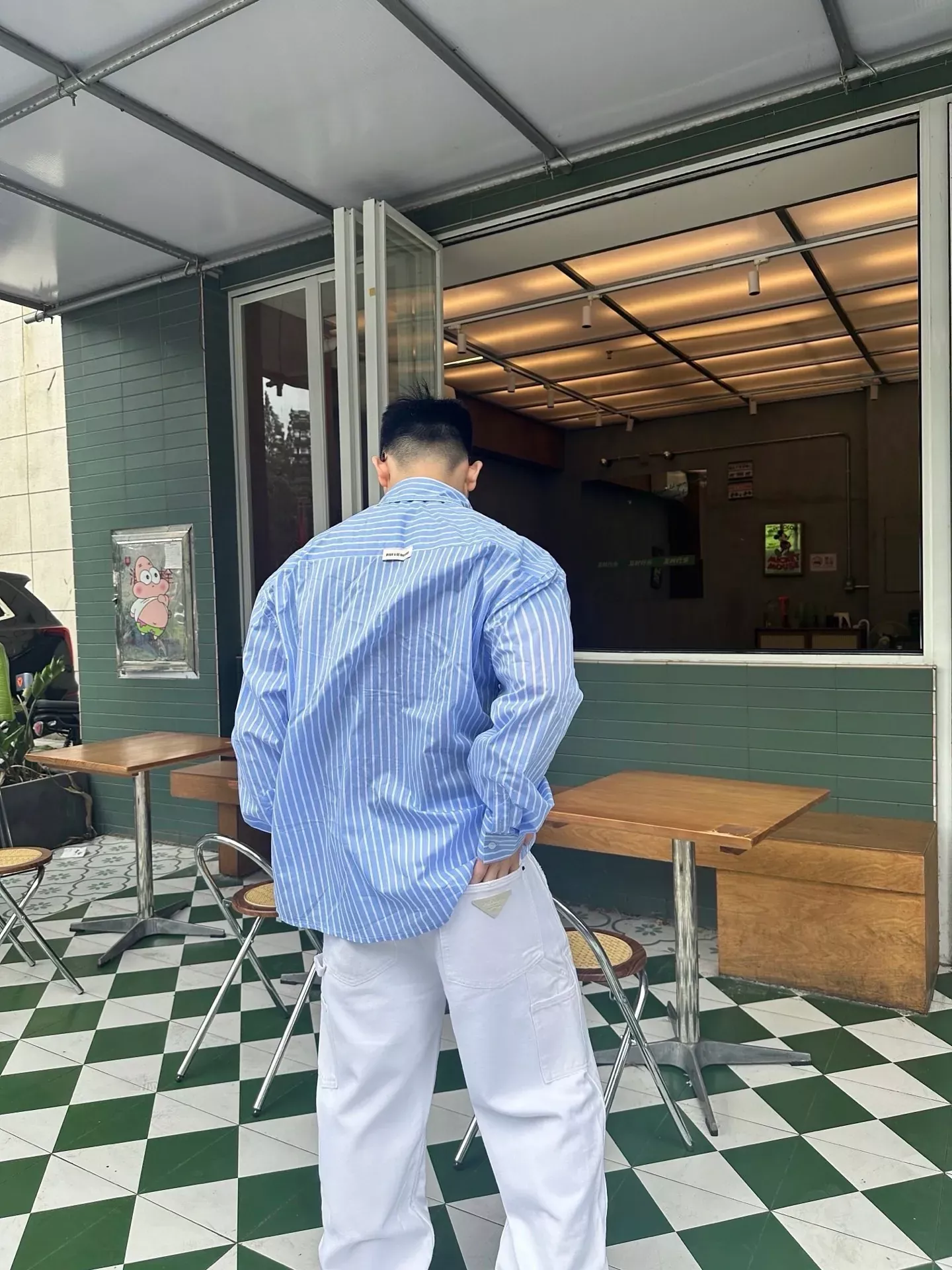 프라다 삼각 가죽 패치 워싱 남녀공용 데님 팬츠 상세 이미지 15