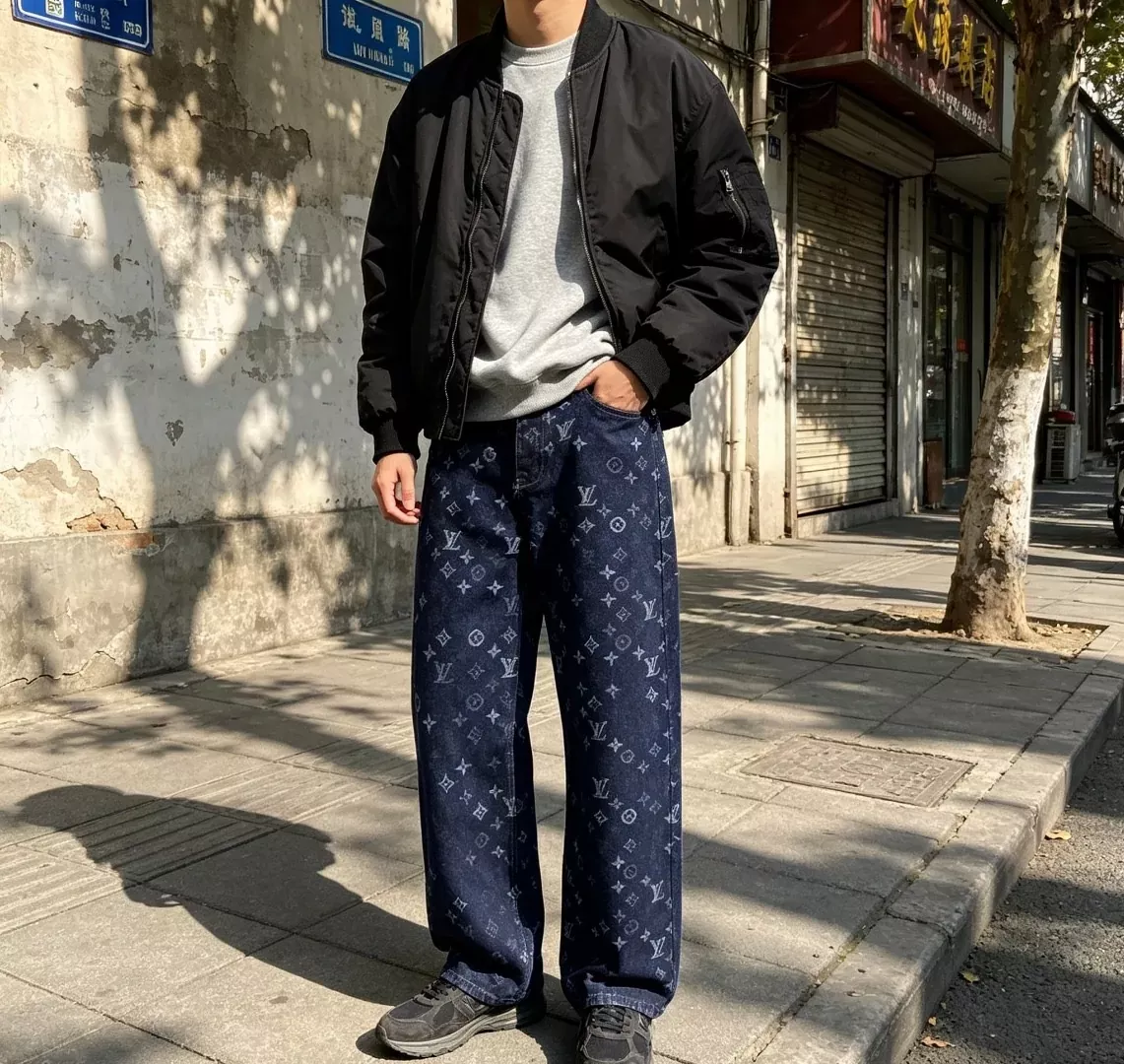 루이비통 모노그램 자카드 데님 남녀공용 데님 팬츠 상세 이미지 16