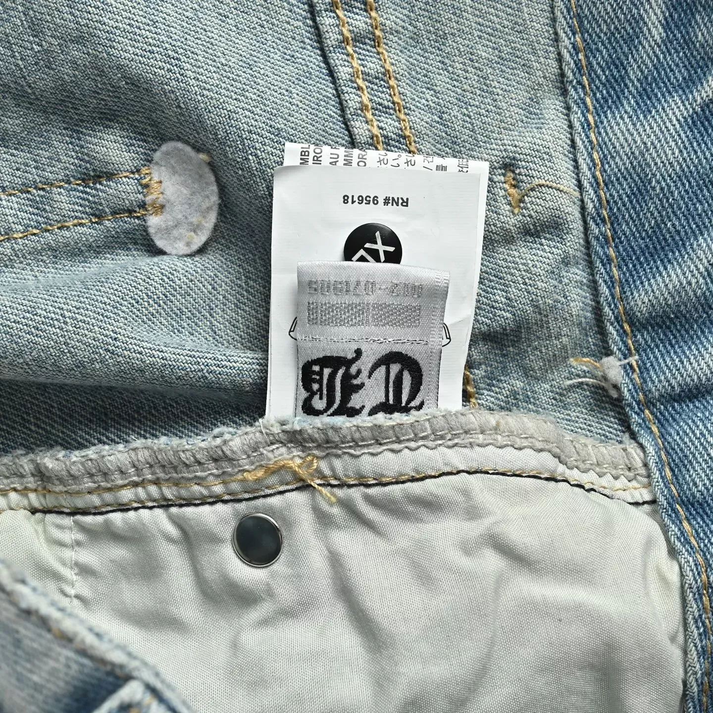 크롬하츠 십자가 패치 자수 워싱 남녀공용 데님 팬츠 상세 이미지 6
