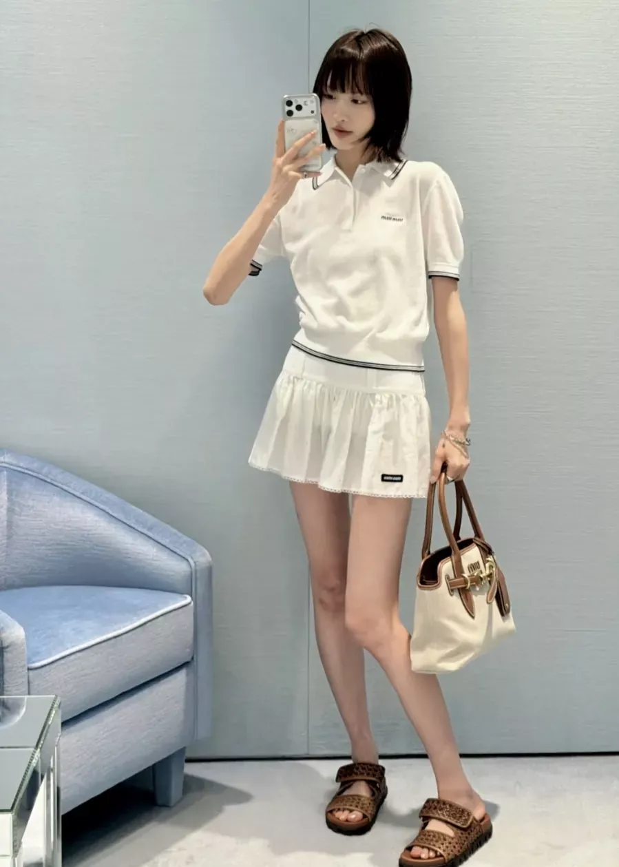 미우미우 플라워 자수 펀칭 여성용 미니 스커트 상세 이미지 40
