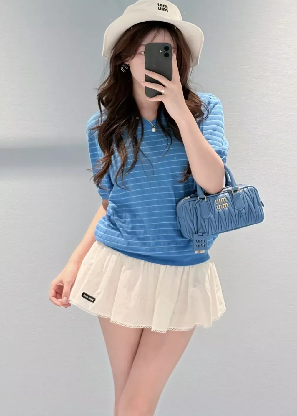 미우미우 플라워 자수 펀칭 여성용 미니 스커트 상세 이미지 58