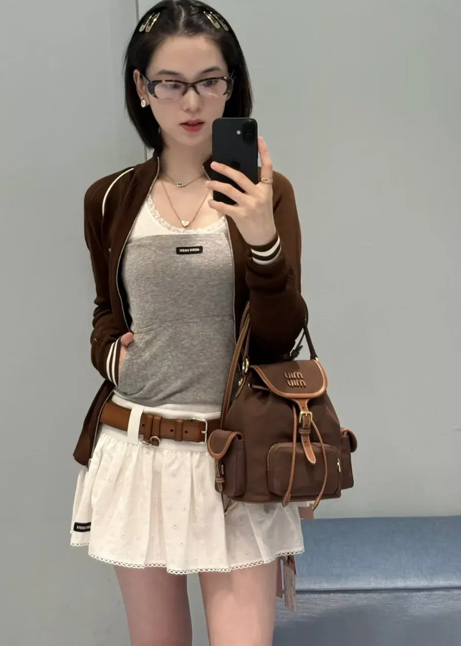 미우미우 플라워 자수 펀칭 여성용 미니 스커트 상세 이미지 64