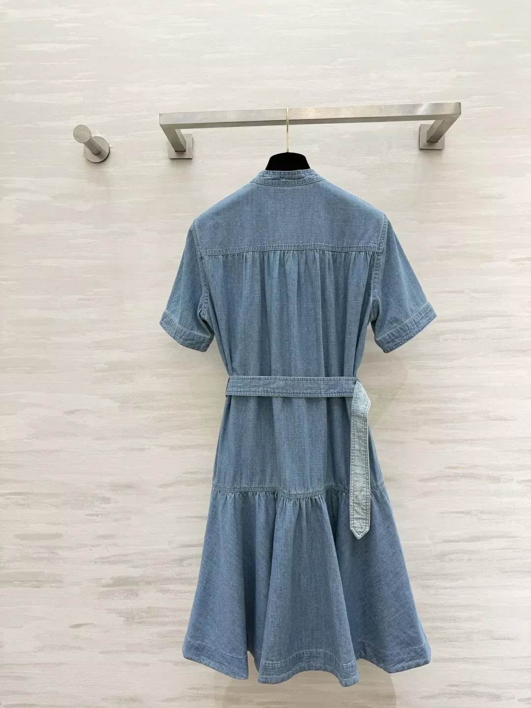 버버리 워싱 코튼 데님 벨트 여성용 원피스 상세 이미지 9