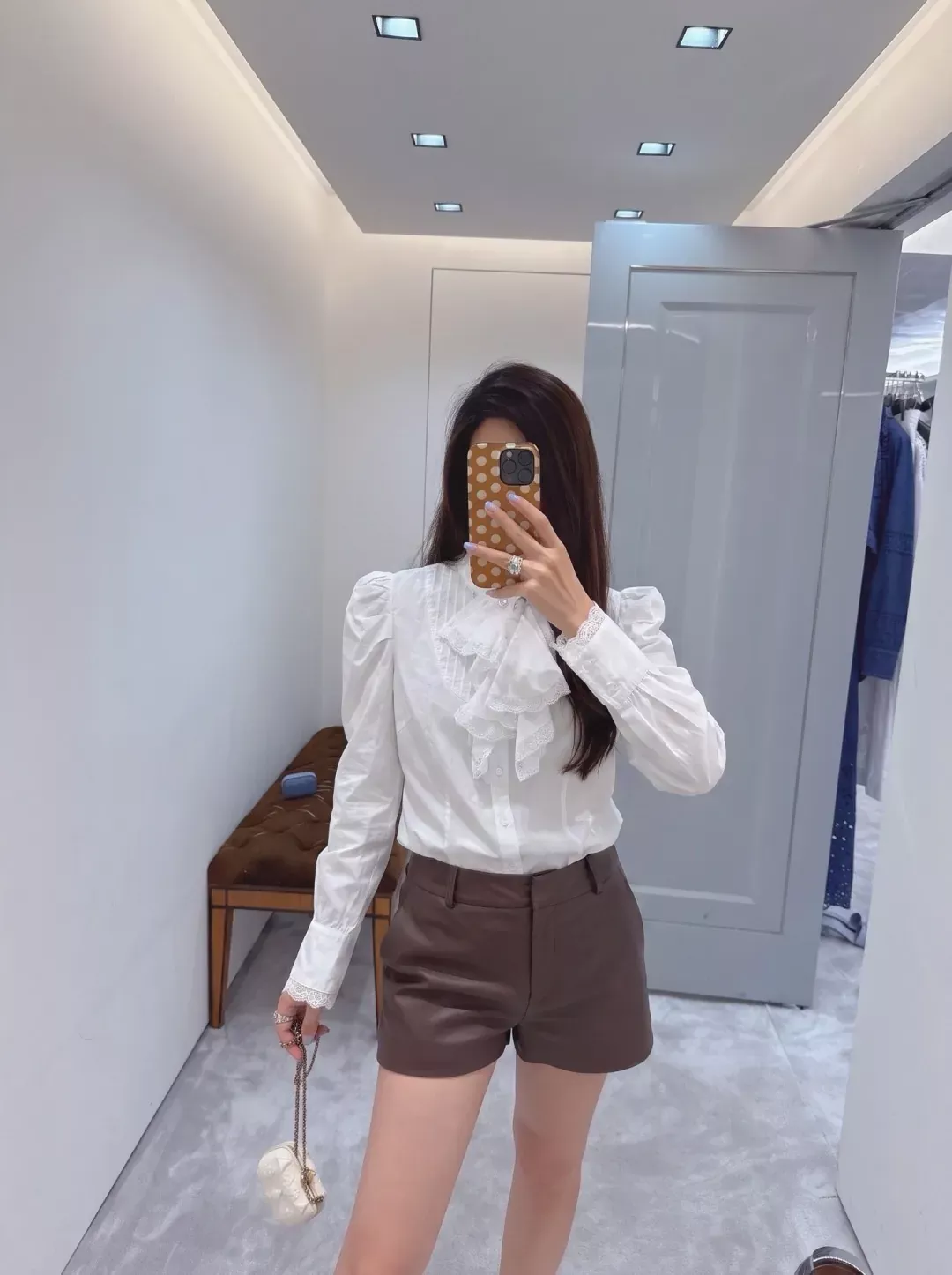 에르마노설비노 레이스 프릴 카라 여성용 긴소매 블라우스 상세 이미지 15