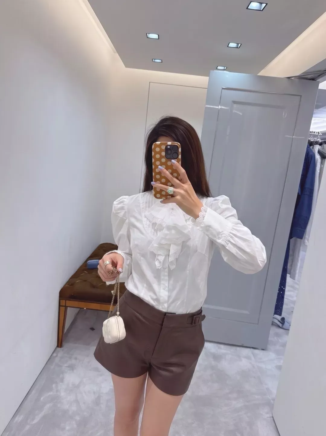 에르마노설비노 레이스 프릴 카라 여성용 긴소매 블라우스 상세 이미지 16