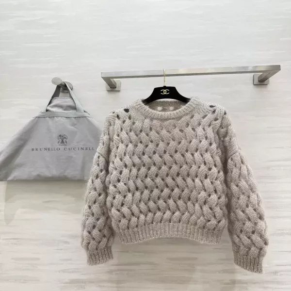 브루넬로쿠치넬리 마혼방 케이블 여성용 긴소매 니트