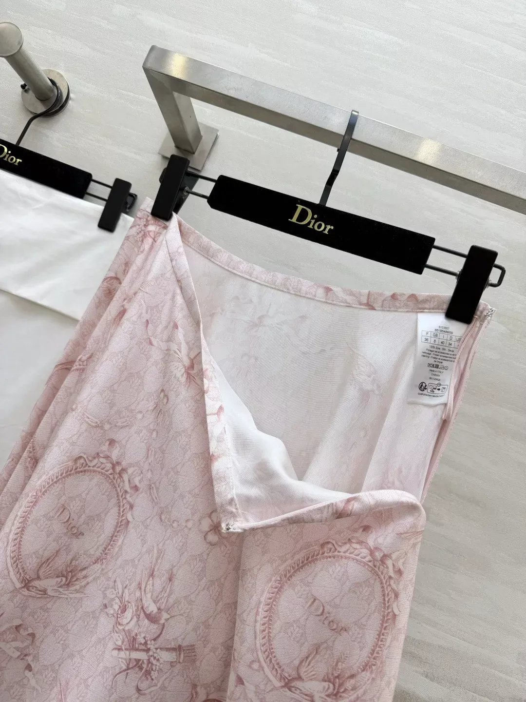 디올 실크 프린트 A라인 여성용 롱 스커트 상세 이미지 2