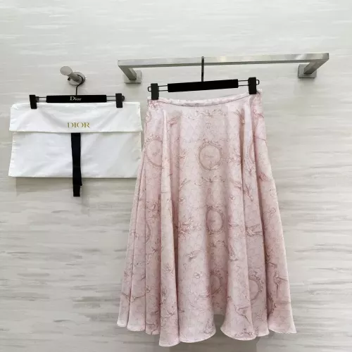 디올 실크 프린트 A라인 여성용 롱 스커트