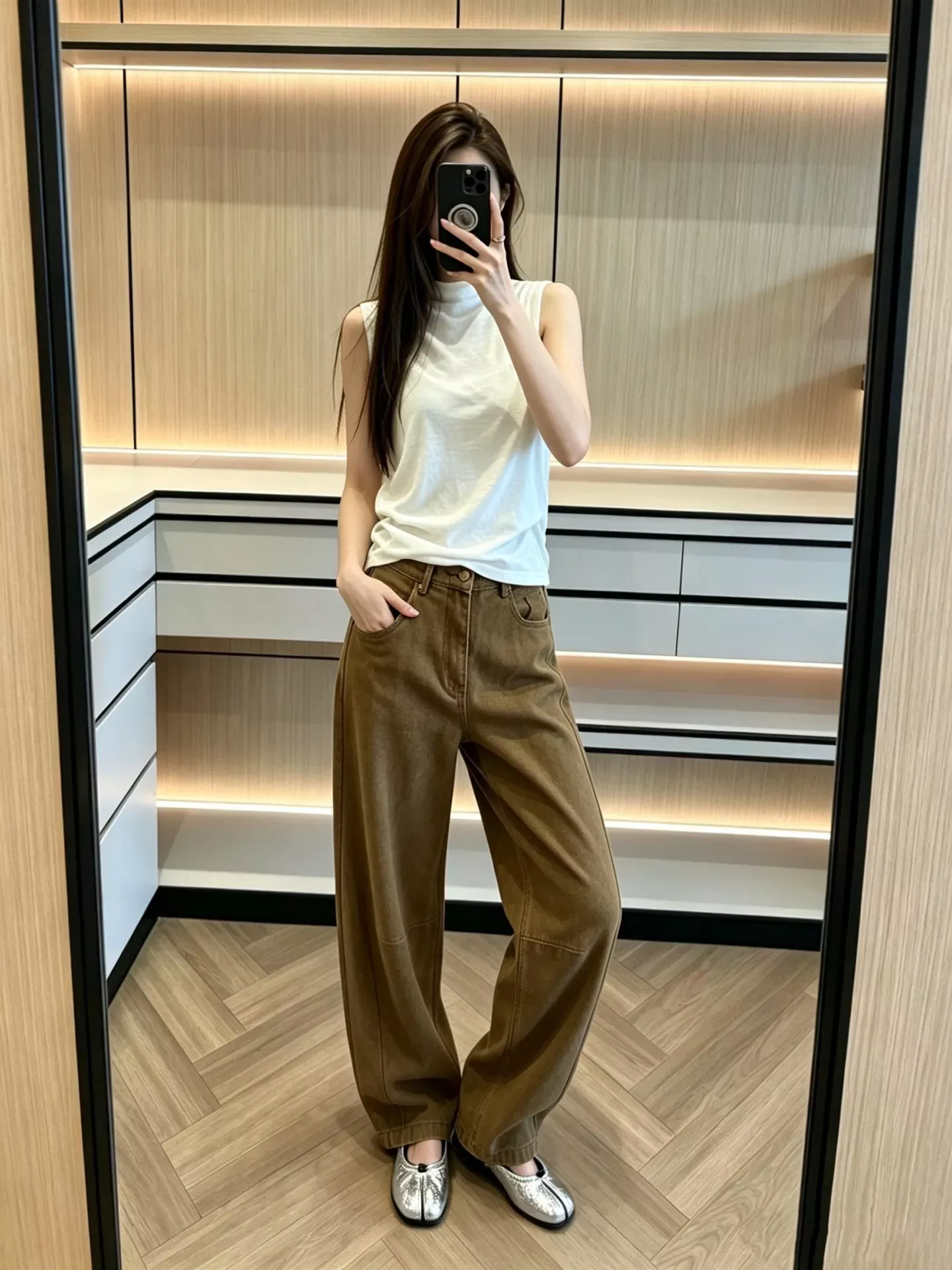 브루넬로쿠치넬리 커브드 절개 텐셀 혼방 여성용 데님 팬츠 상세 이미지 92