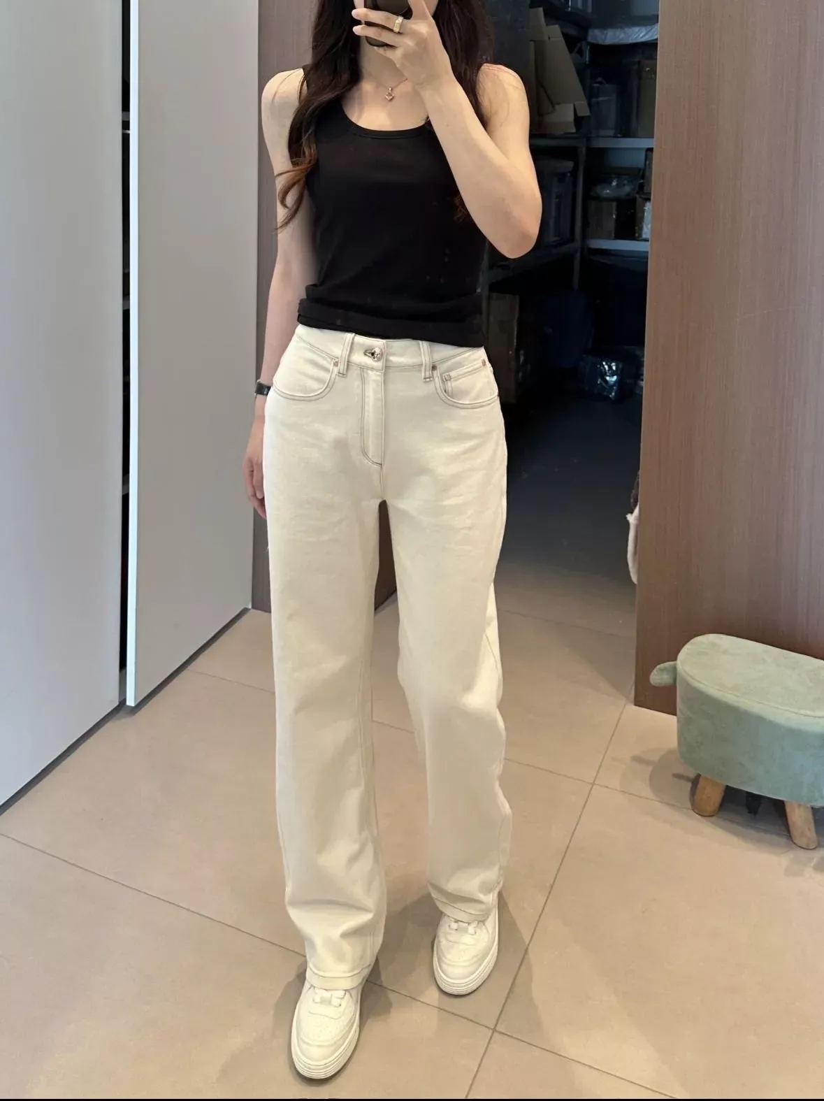 브루넬로쿠치넬리 화이트 아세테이트 여성용 데님 팬츠 상세 이미지 13
