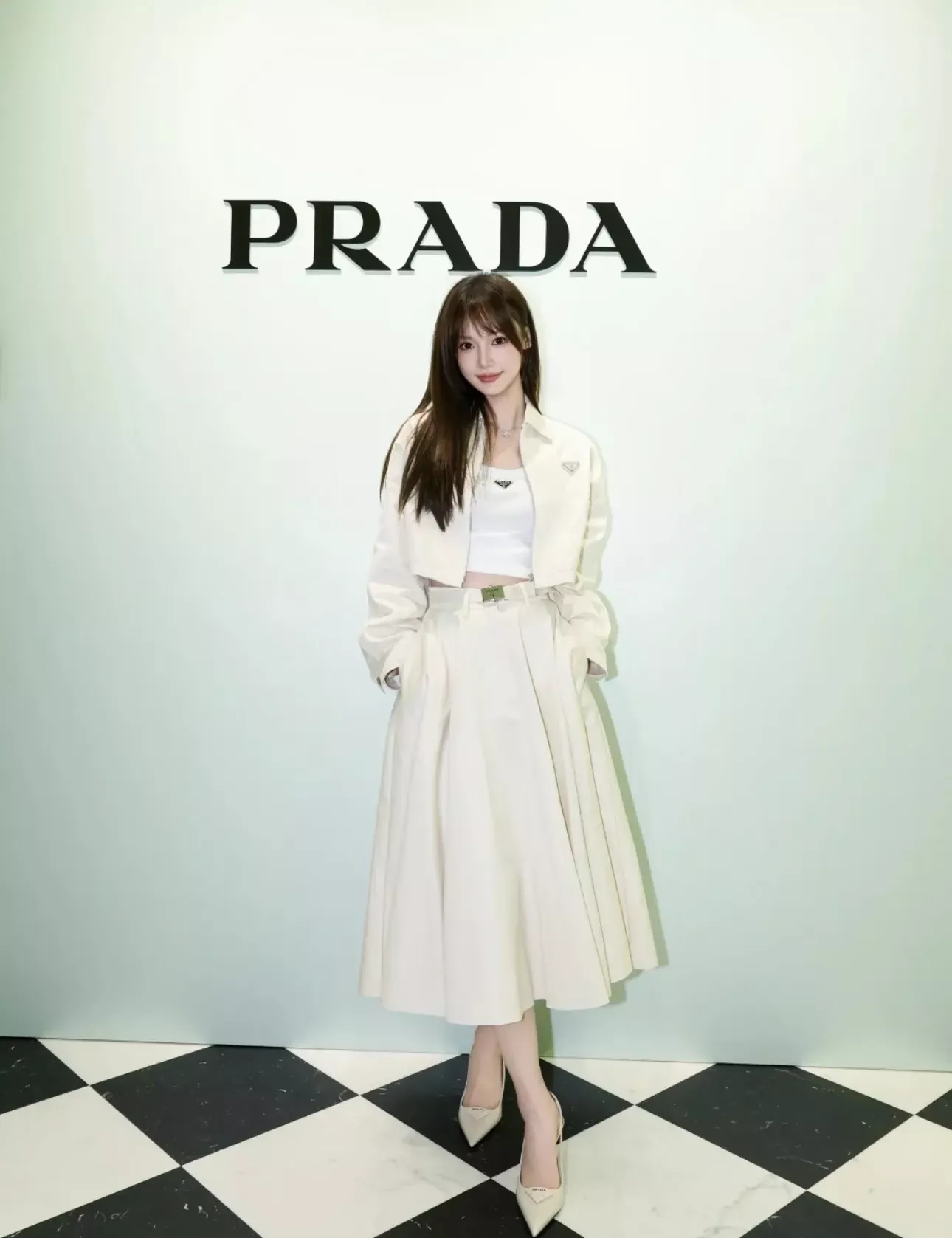 프라다 A라인 플리츠 여성용 미들 스커트 상세 이미지 78