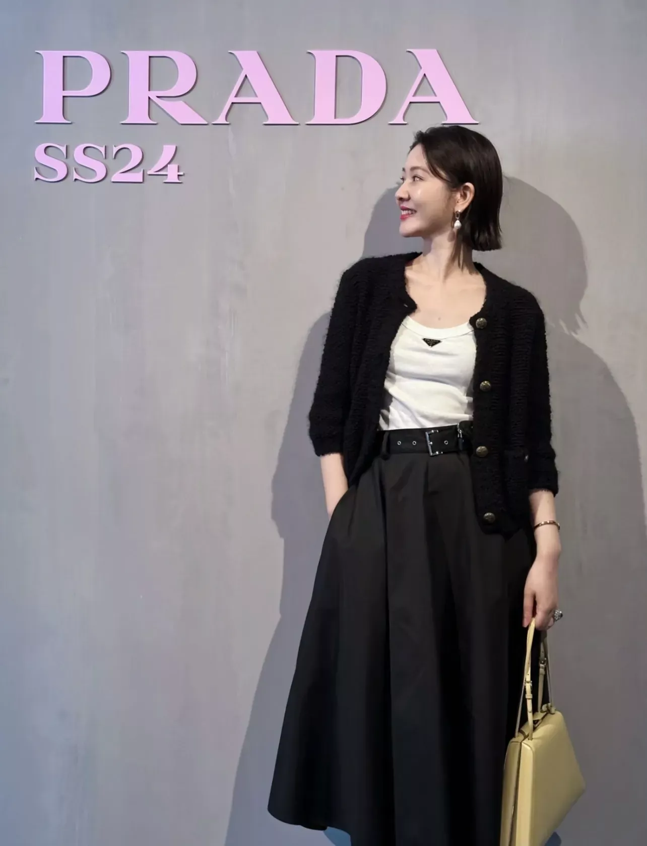 프라다 A라인 플리츠 여성용 미들 스커트 상세 이미지 91