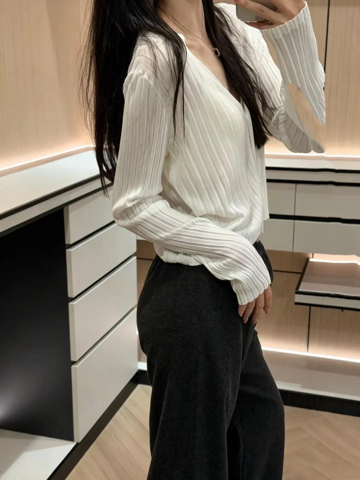더로우 미세 와이드핏 여성용 슬렉스 팬츠 상세 이미지 72