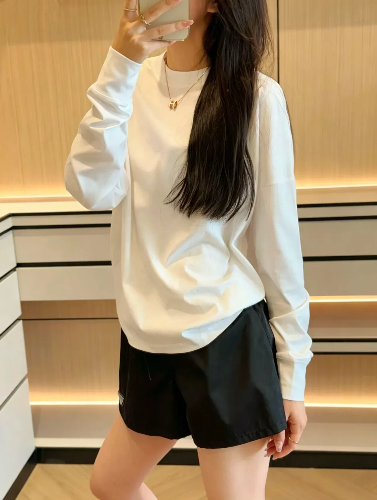 더로우 피마 코튼 베이직 여성용 긴소매 티셔츠 상세 이미지 61