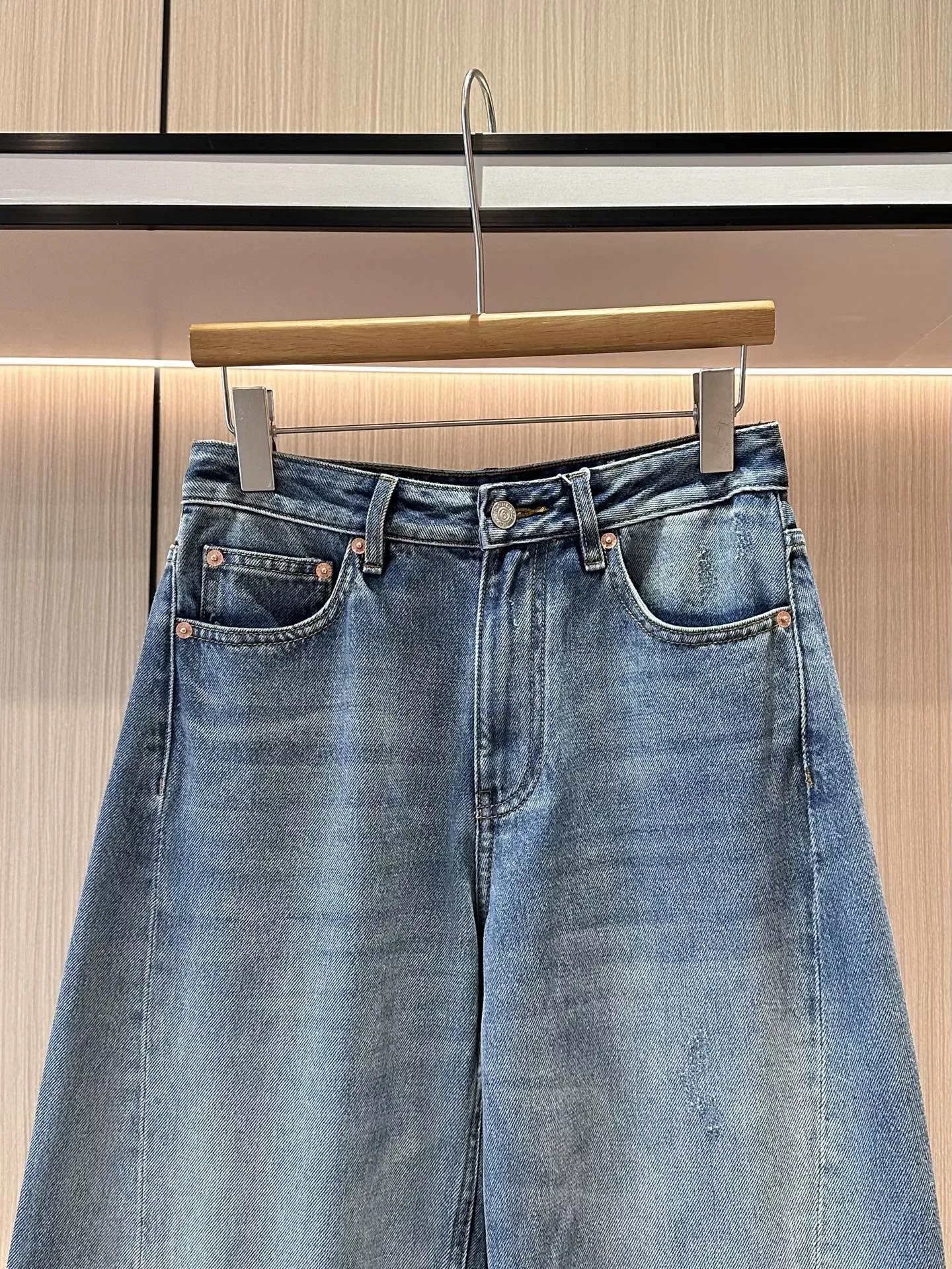 메종마르지엘라 빈티지 워싱 와이드 여성용 데님 팬츠 상세 이미지 4