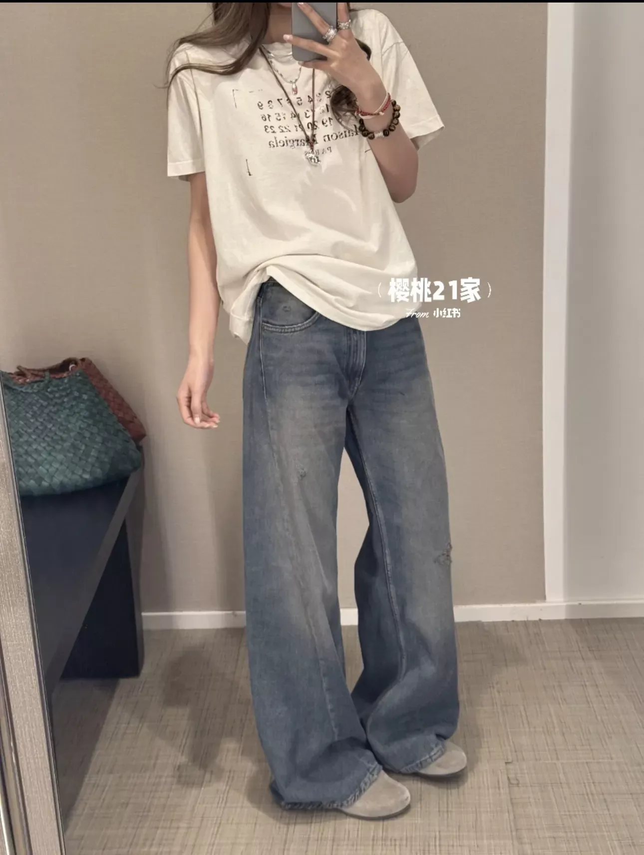 메종마르지엘라 빈티지 워싱 와이드 여성용 데님 팬츠 상세 이미지 77