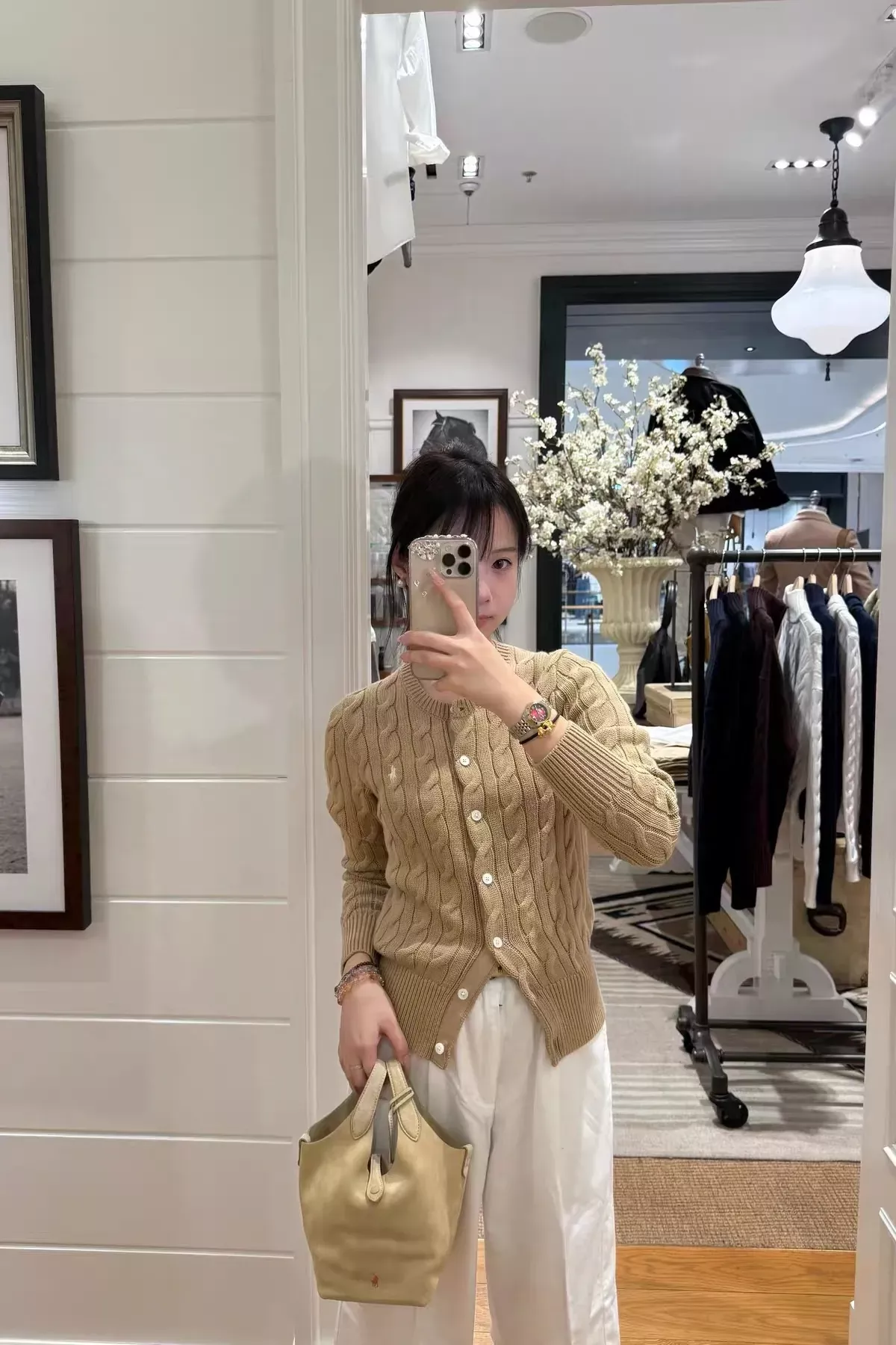 랄프로렌 케이블 코튼 자수 여성용 긴소매 가디건 상세 이미지 109