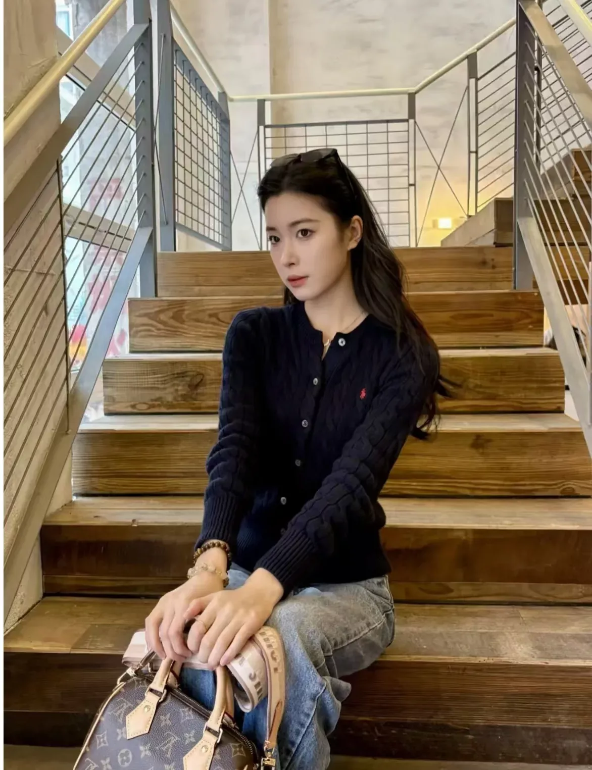랄프로렌 케이블 코튼 자수 여성용 긴소매 가디건 상세 이미지 121
