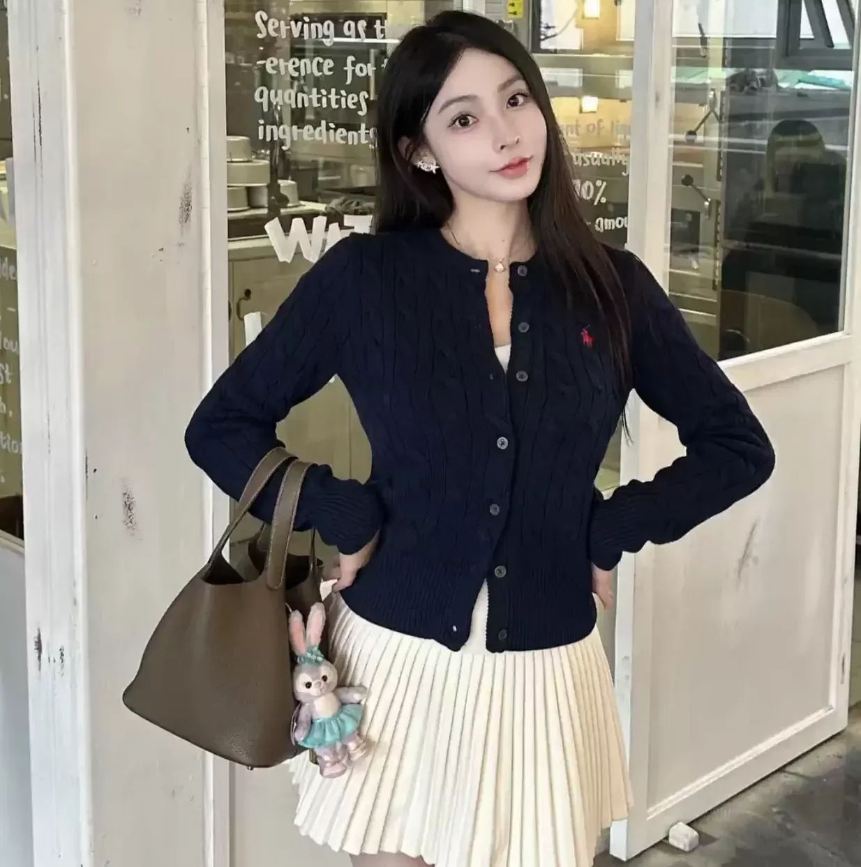 랄프로렌 케이블 코튼 자수 여성용 긴소매 가디건 상세 이미지 127