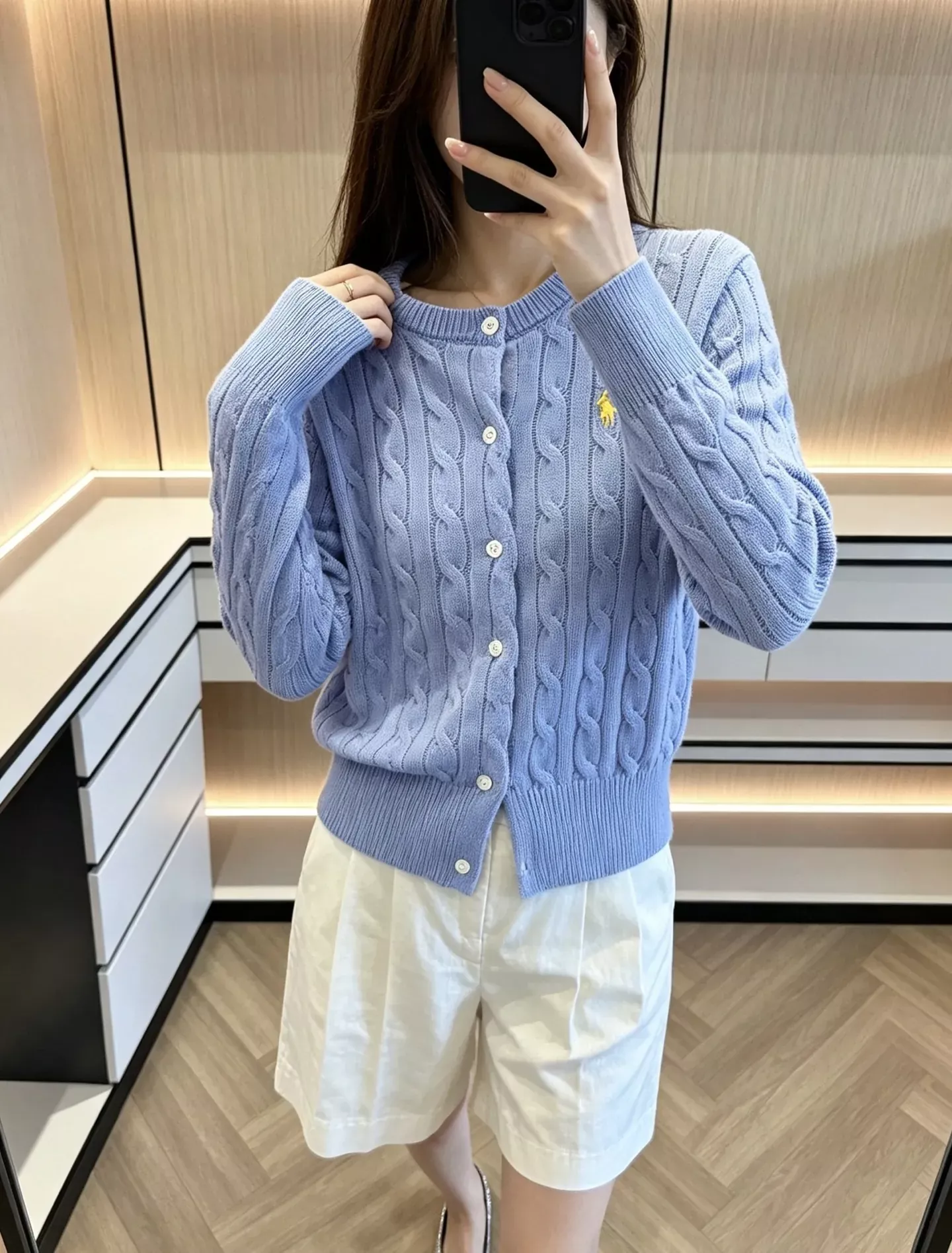 랄프로렌 케이블 코튼 자수 여성용 긴소매 가디건 상세 이미지 133