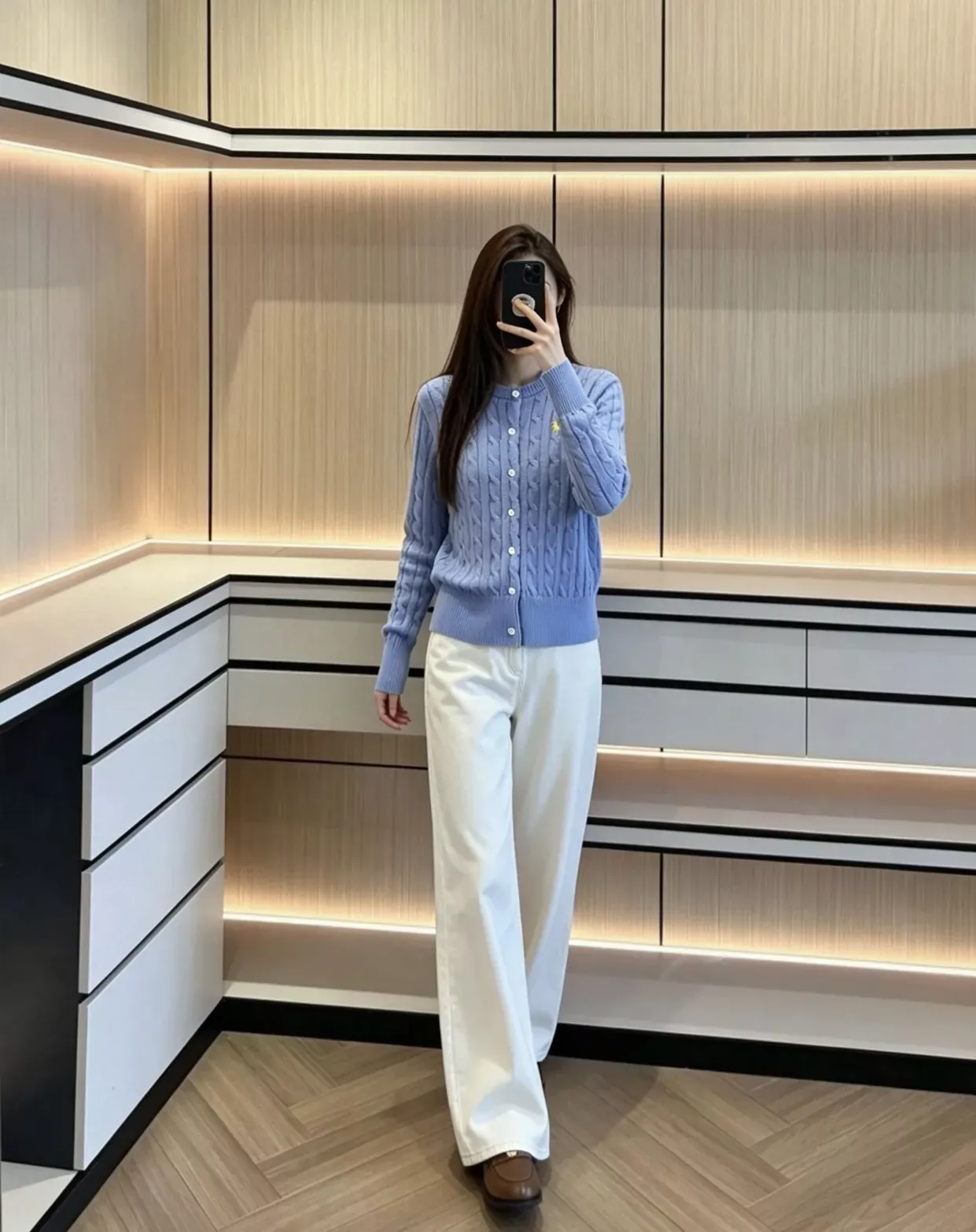 랄프로렌 케이블 코튼 자수 여성용 긴소매 가디건 상세 이미지 135