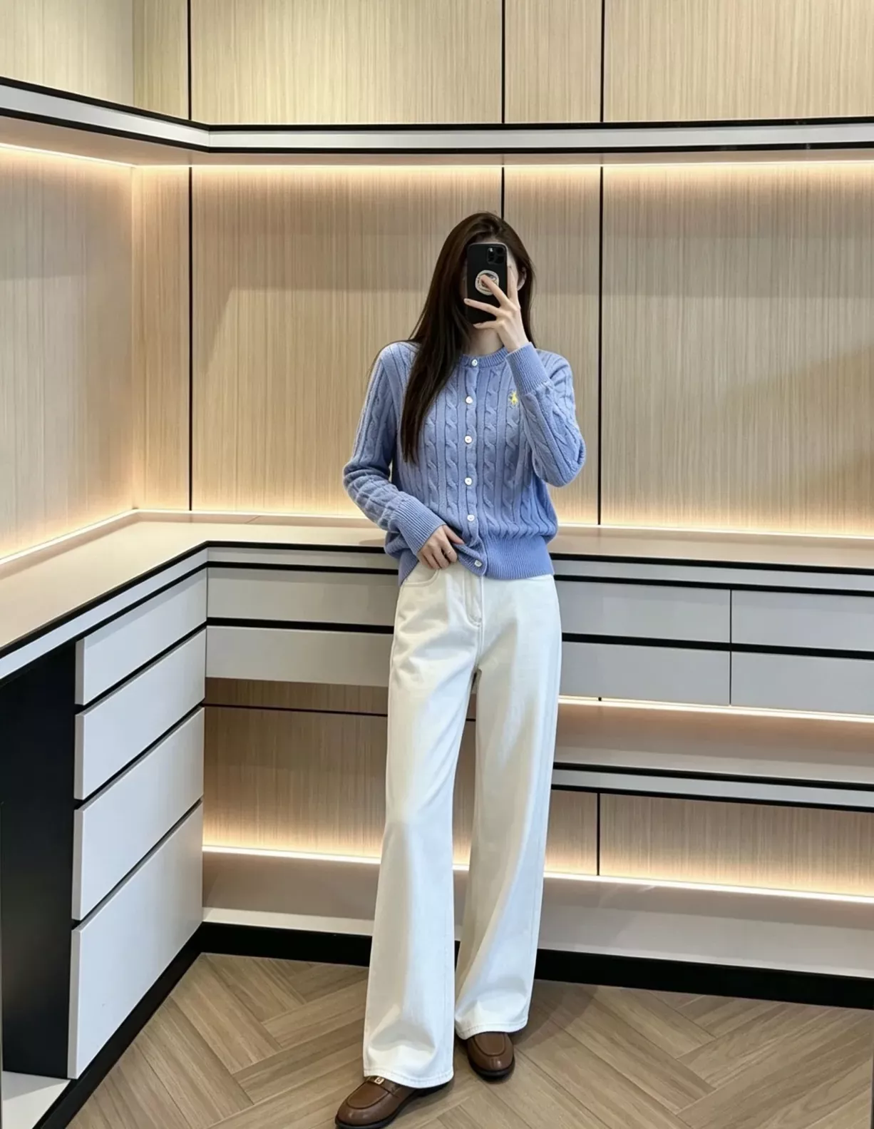 랄프로렌 케이블 코튼 자수 여성용 긴소매 가디건 상세 이미지 136