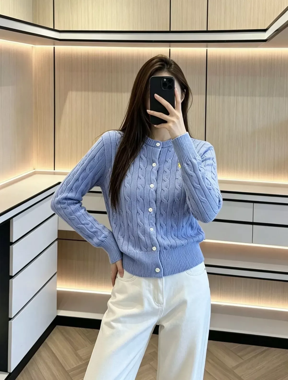 랄프로렌 케이블 코튼 자수 여성용 긴소매 가디건 상세 이미지 137