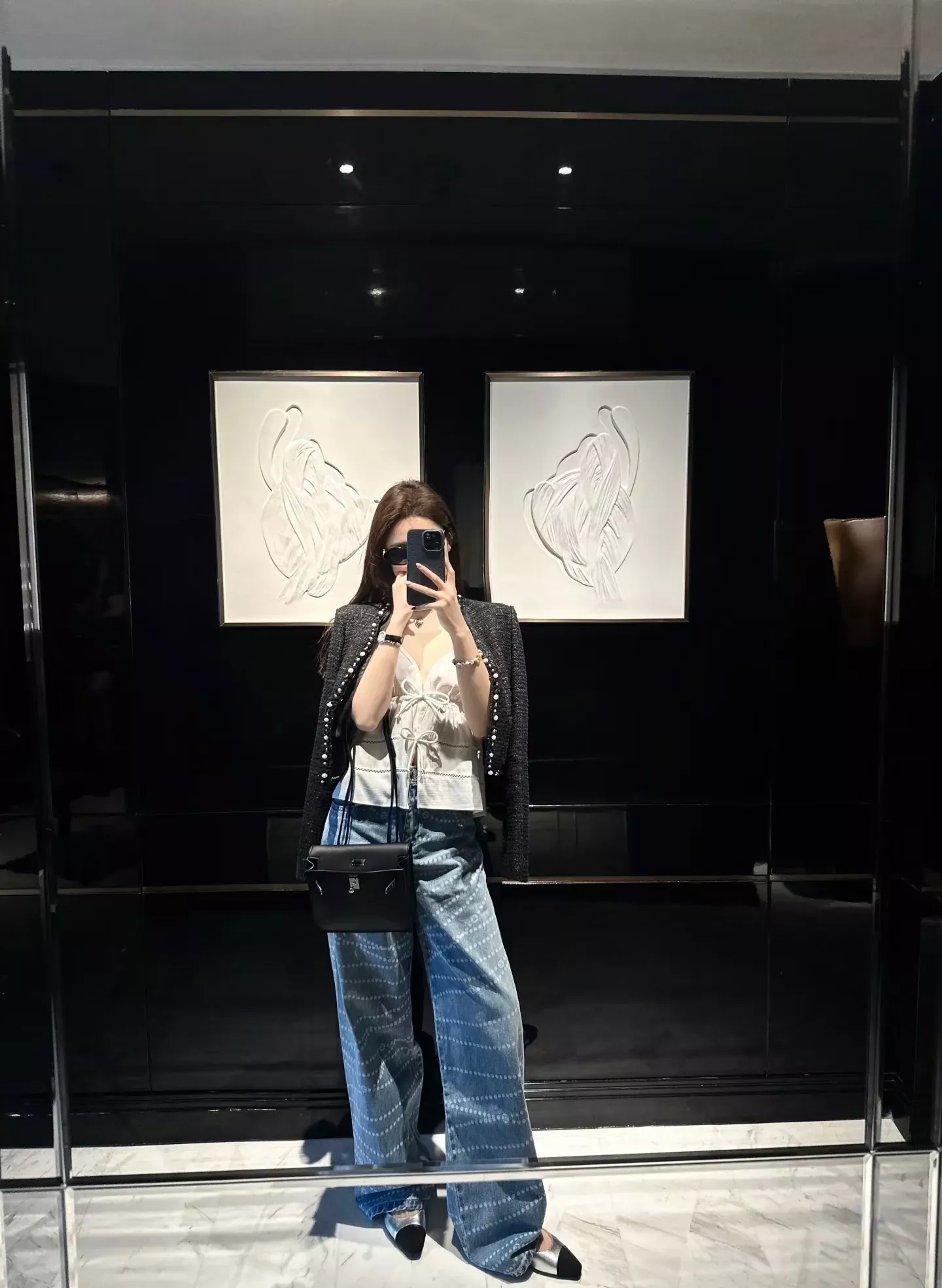 샤넬 크롭 버튼 디테일 여성용 트위드 재킷 상세 이미지 66